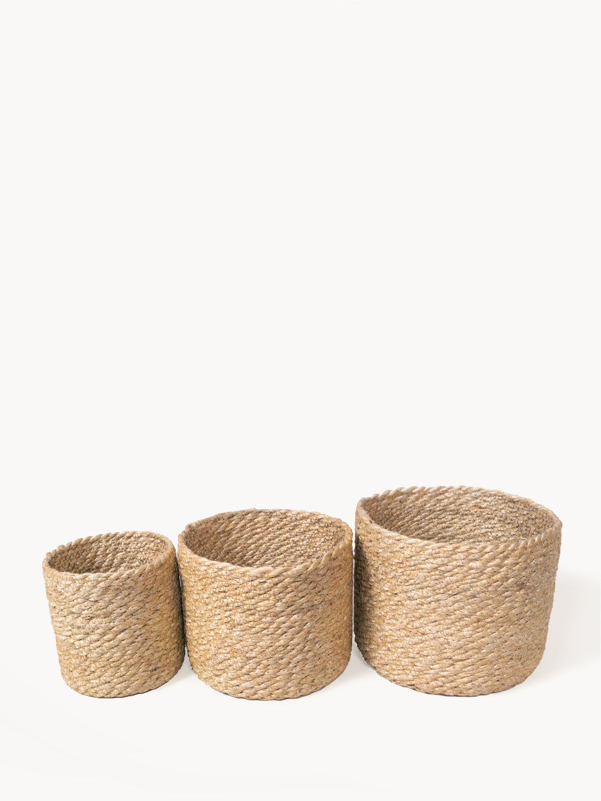 Korissa Kata Bin, natural jute, three nested sizes, white background