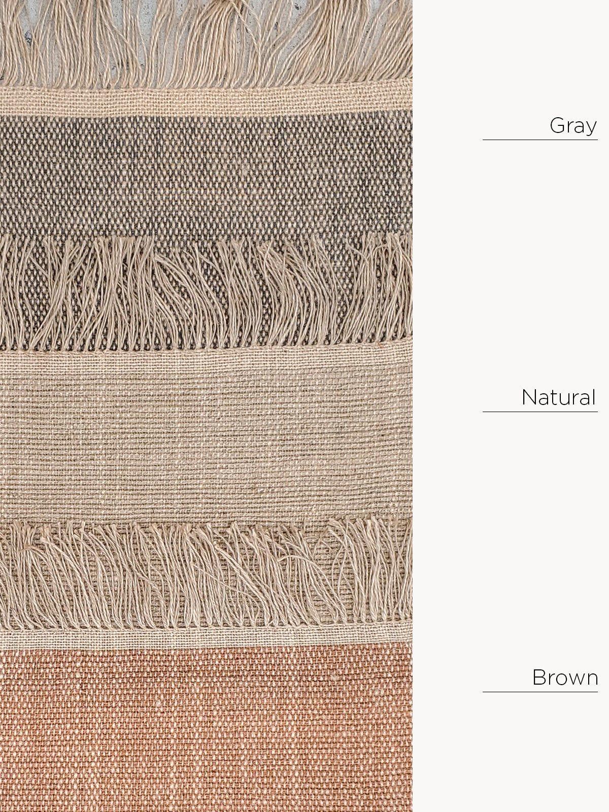 Korissa Goldilocks Rug color swatch chart, Gray, Natural, and Brown