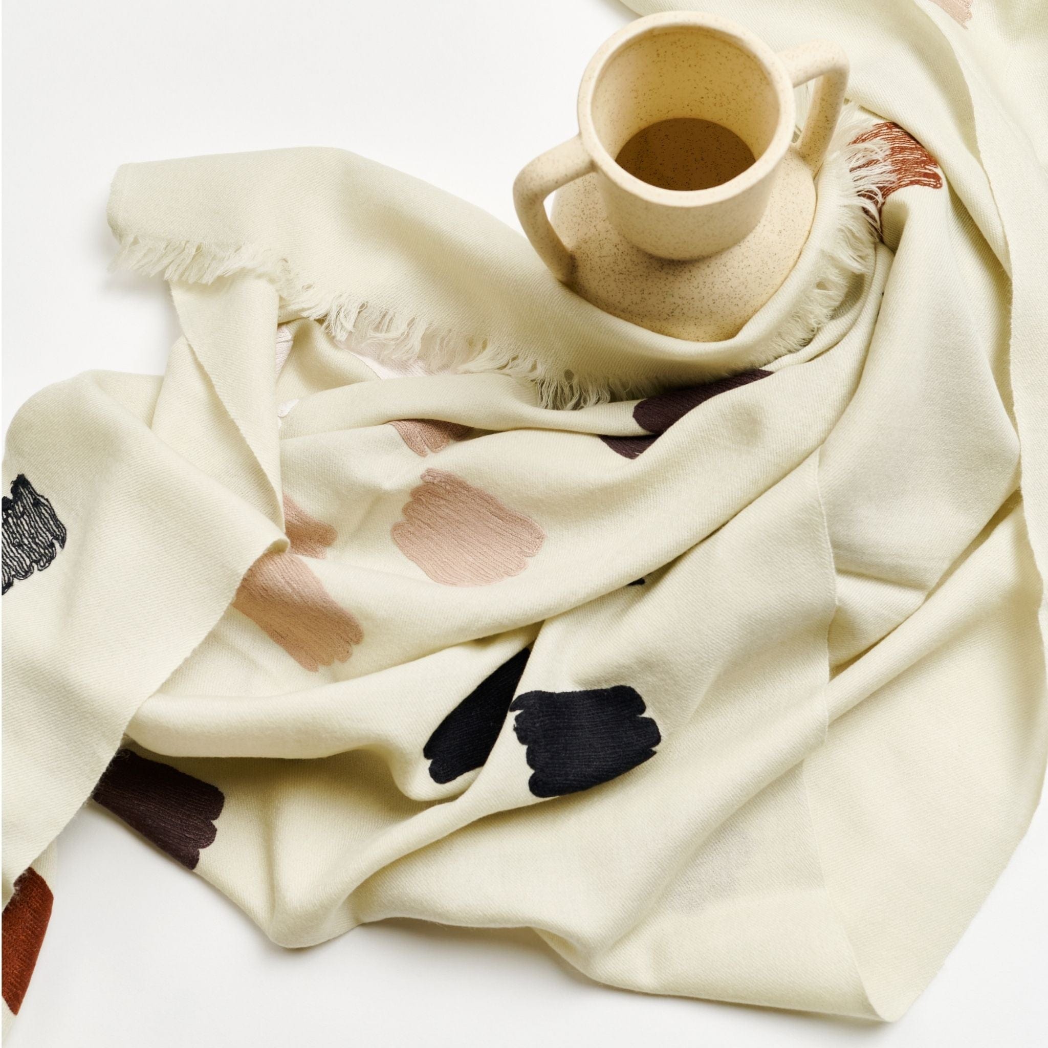 Dahlia Hand Embroidered Hand Woven Scarf