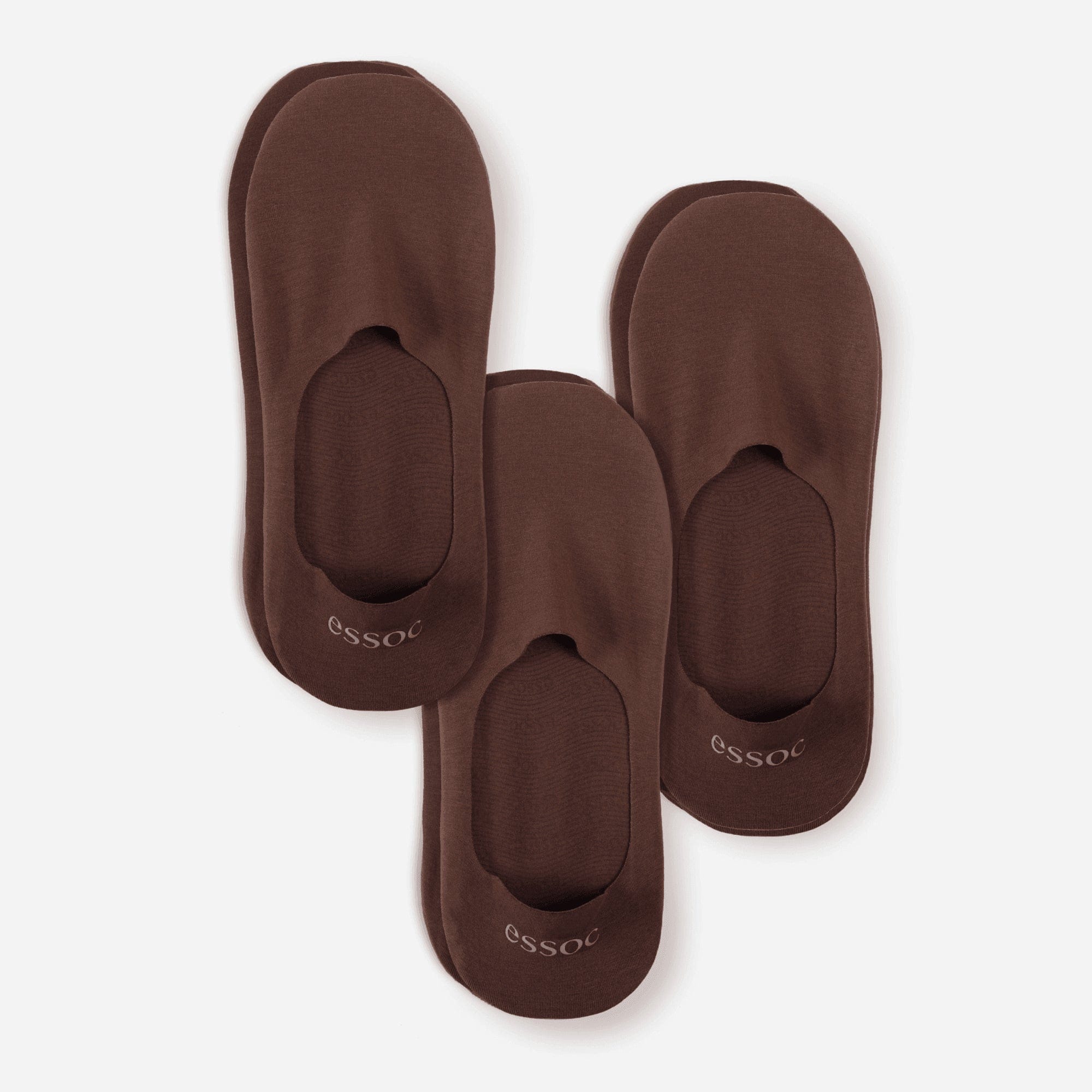 Unisex Cotton No Show Socks — 3-Pack — Espresso Brown