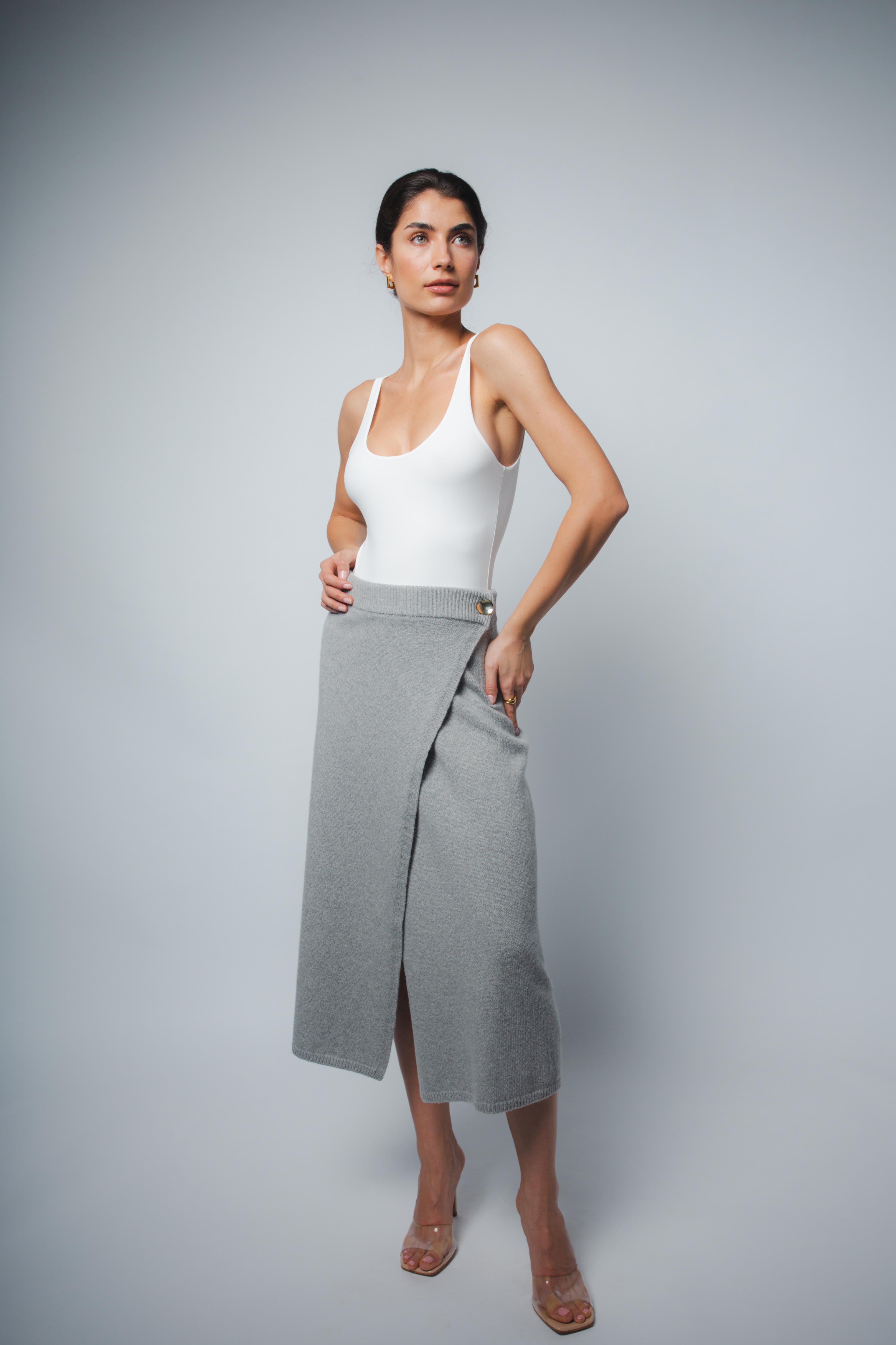 Lola Tank Bodysuit in white, full-length front view — Santicler Japandi fashion