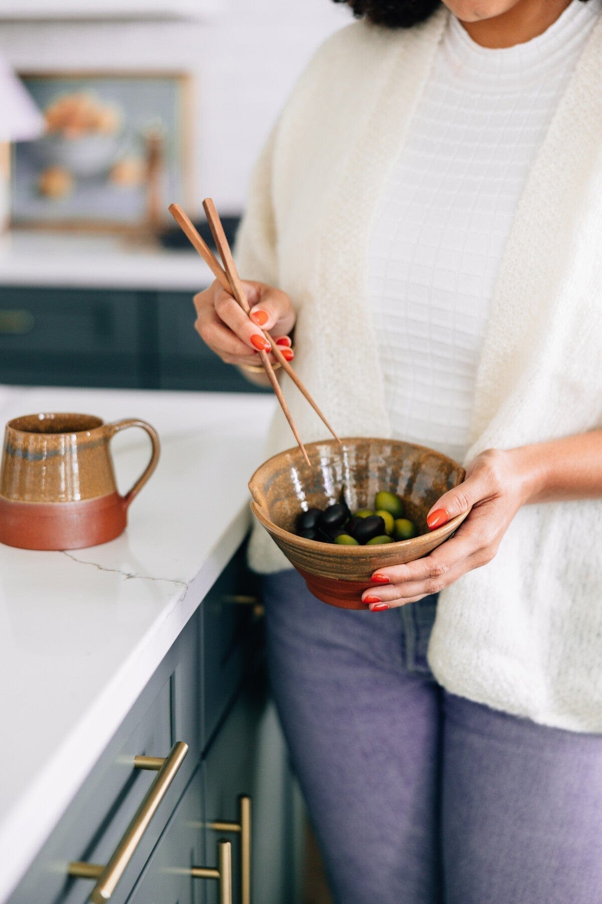 Chopsticks & Terracotta Bowl Set in a kitchen