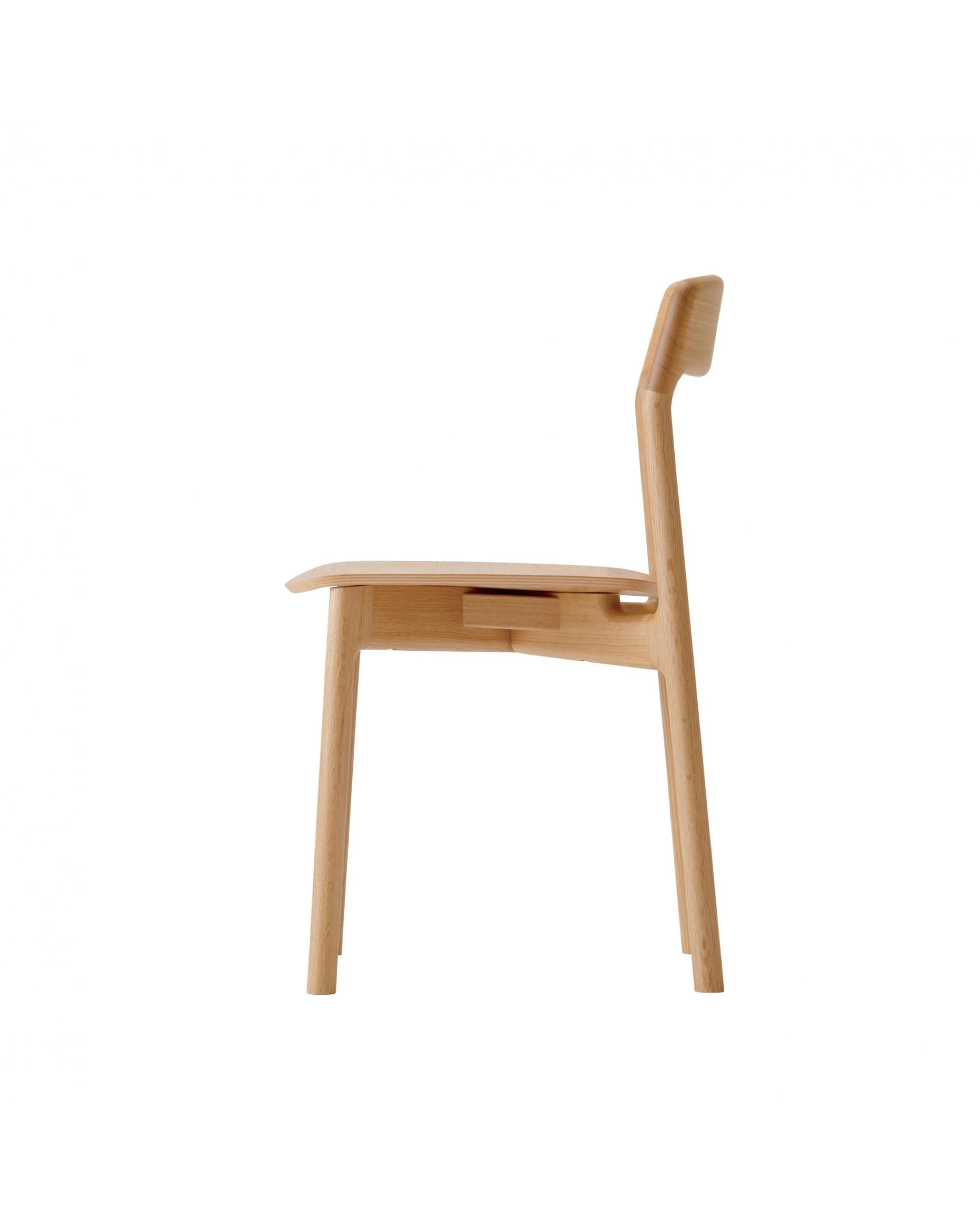 KORENTO Side Chair (Wooden Seat) in Japanese Oak Natural, by CondeHouse Profile View