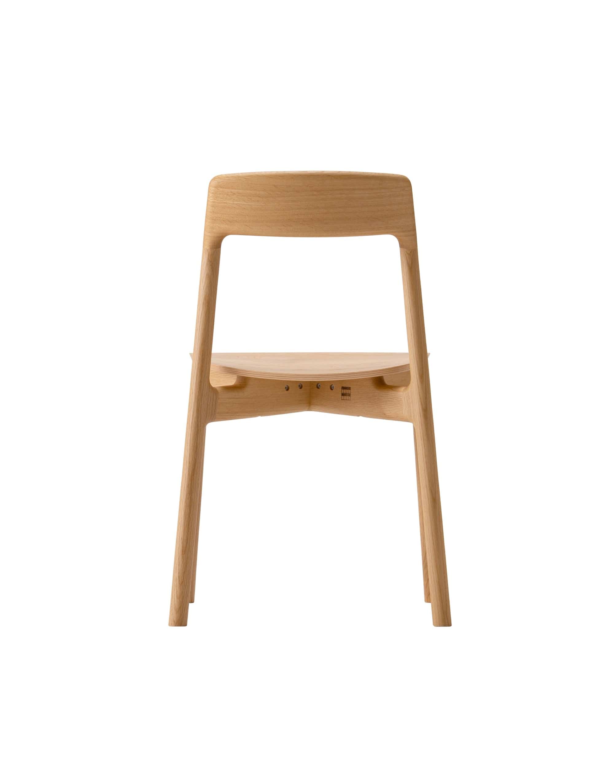 KORENTO Side Chair (Wooden Seat) in Japanese Oak Natural, by CondeHouse view from the back of the chair