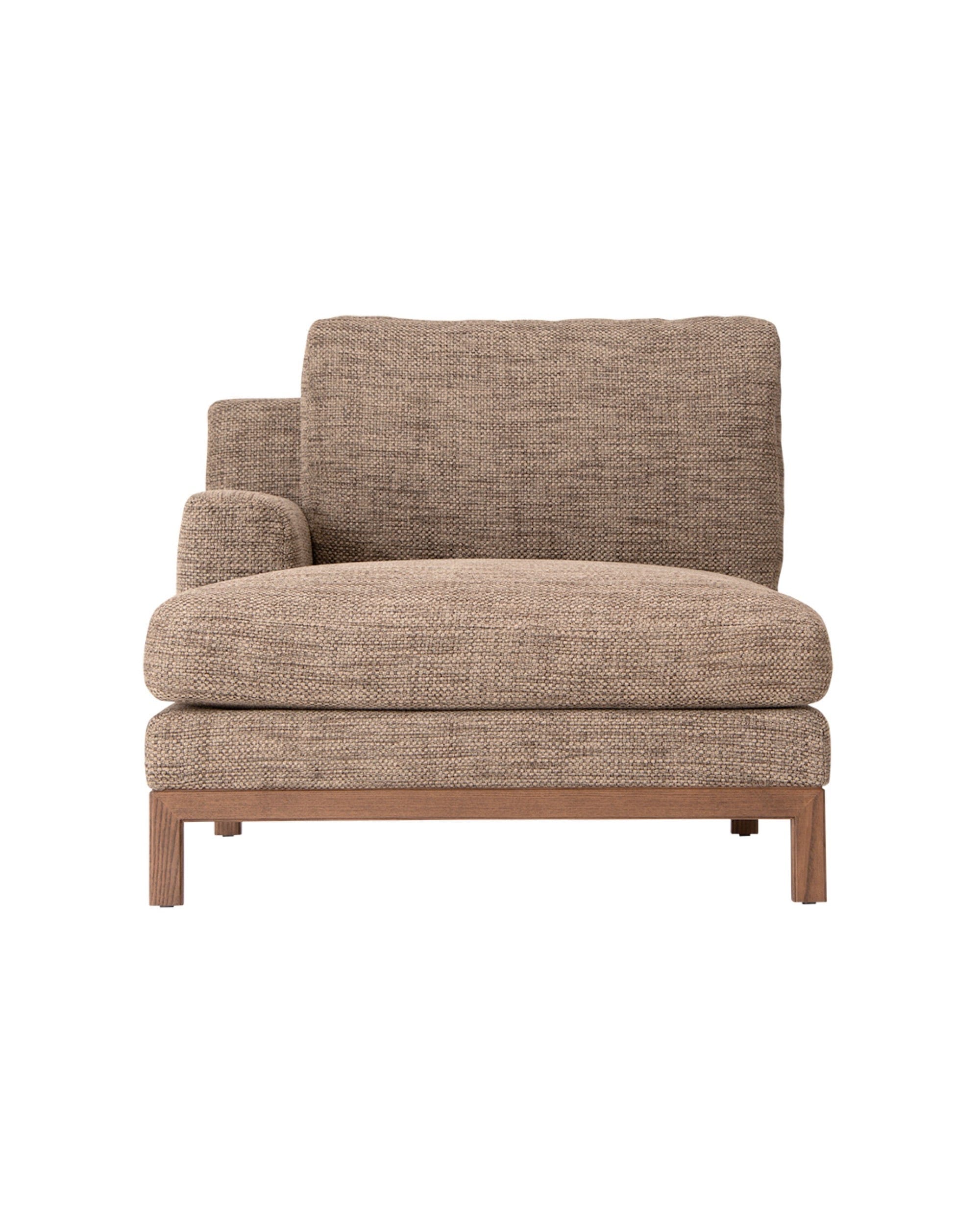 QUODO Left or Right Arm Chaise - 62" Japanese Ash Medium Brown