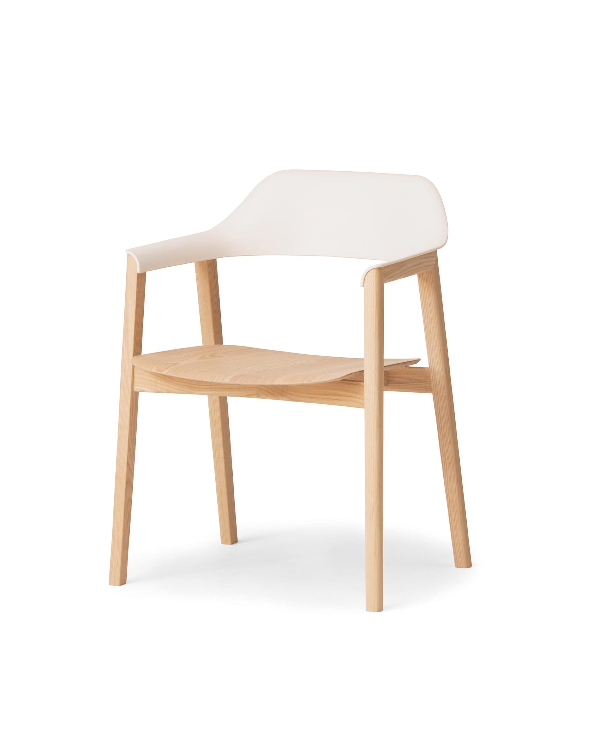 TEN Armchair ABS Back (Wooden Seat) Japanese Ash White Wash