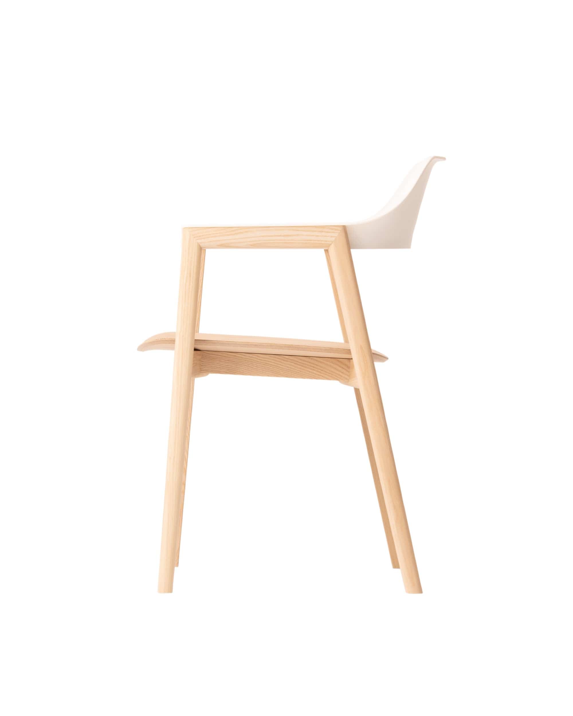 TEN Armchair ABS Back (Wooden Seat) Japanese Ash White Wash