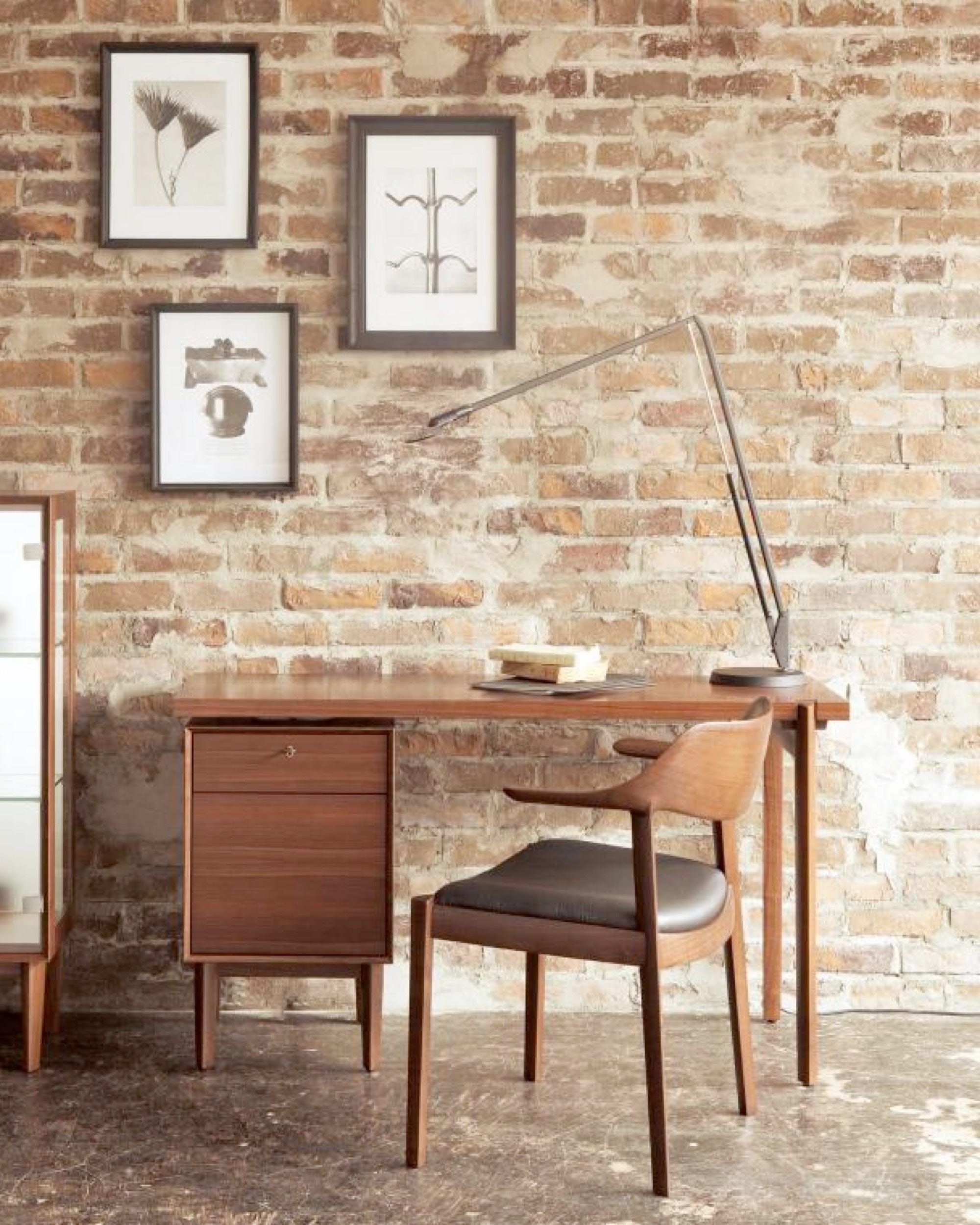 CondeHouse WING Desk, Walnut Natural with WING Side Chair in office setting
