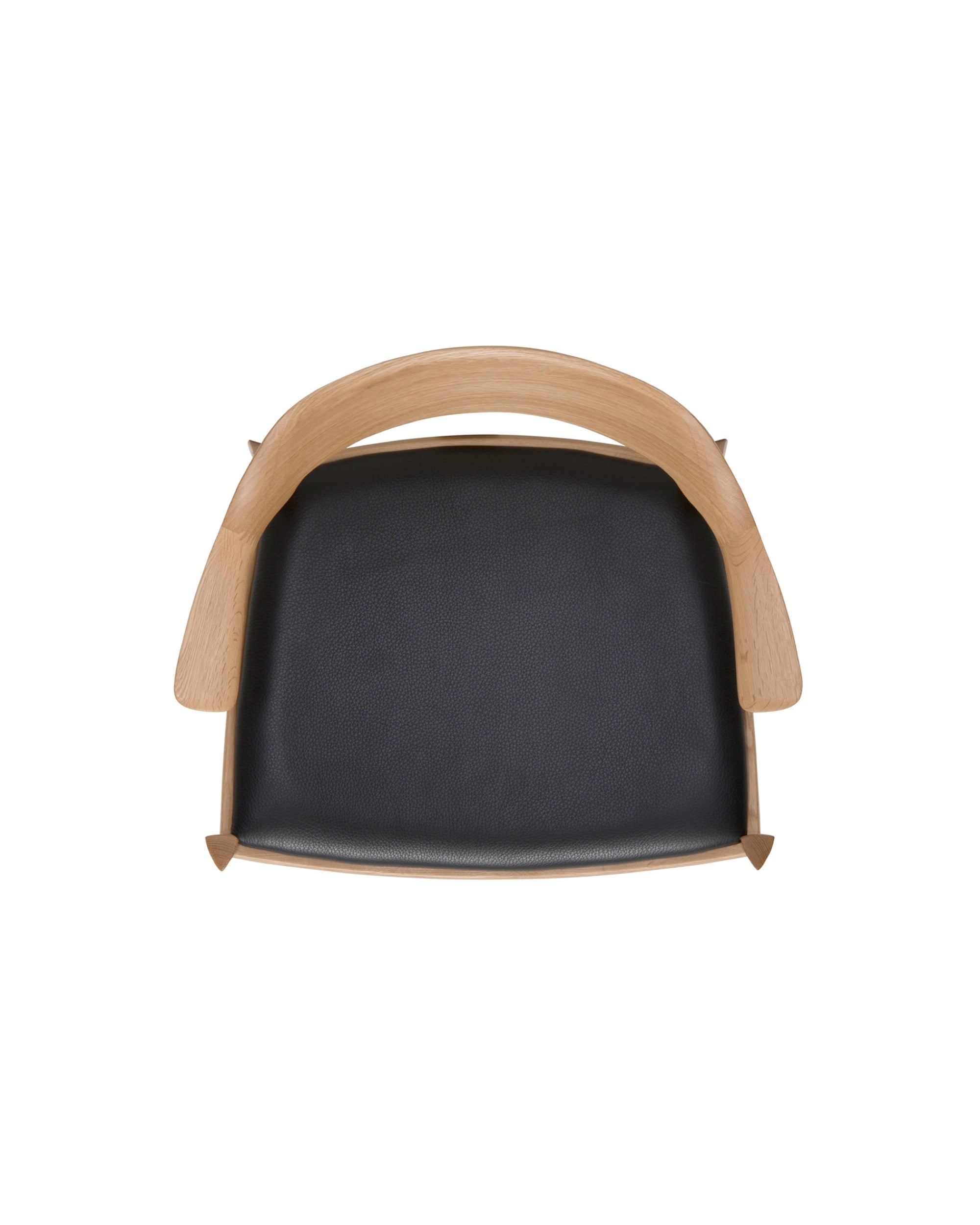 WING Side Chair Japanese Oak Natural, Black Leather Upholstery