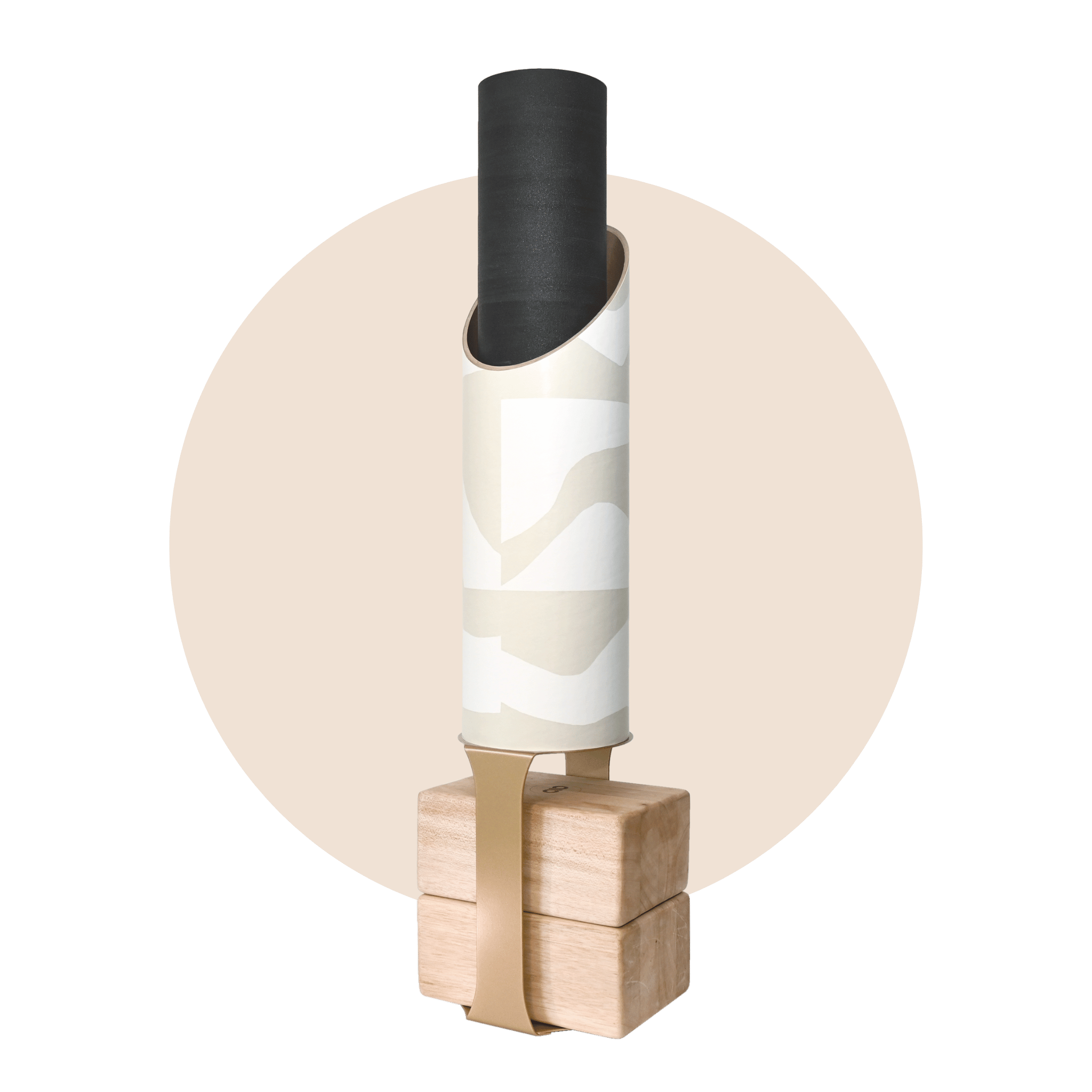Minimal yoga storage bundle with mat tube and block stand, as shown Figures Yoga Tube and Gold Stand