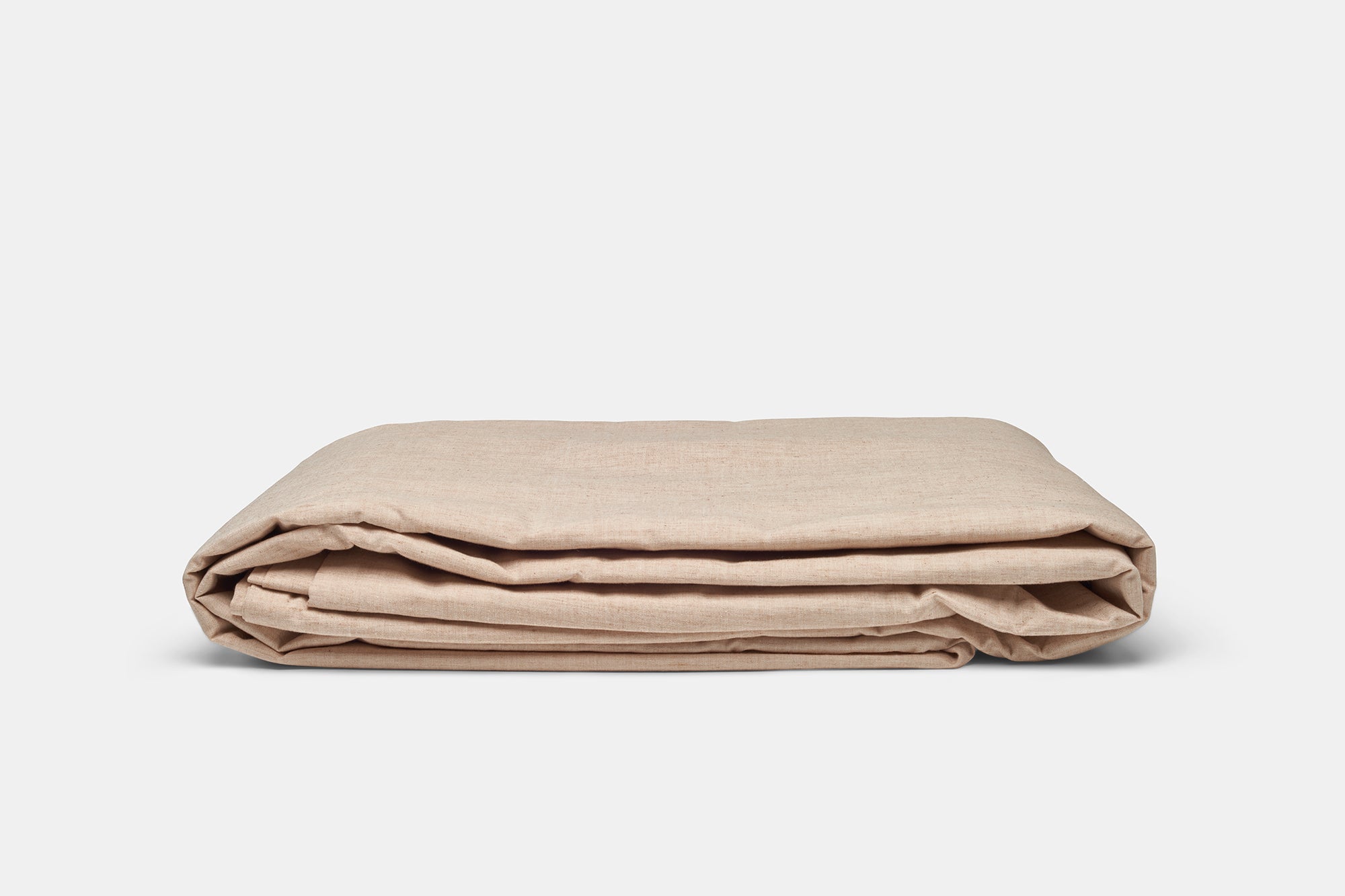 Folded American Blossom Linens Foxfibre natural colored cotton duvet cover set in Latte Linen