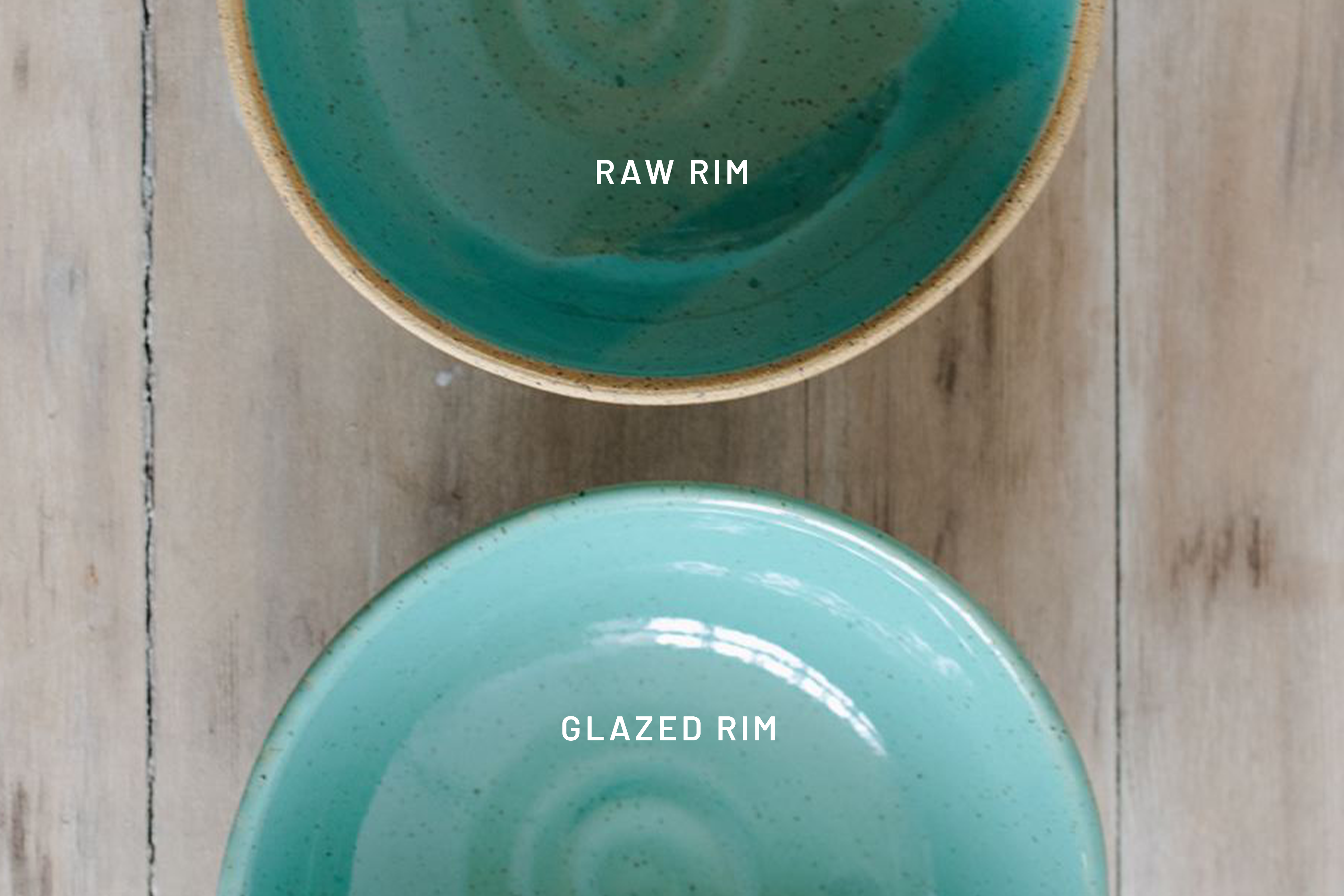 Glaze comparison detail inside handmade ceramic cereal bowl