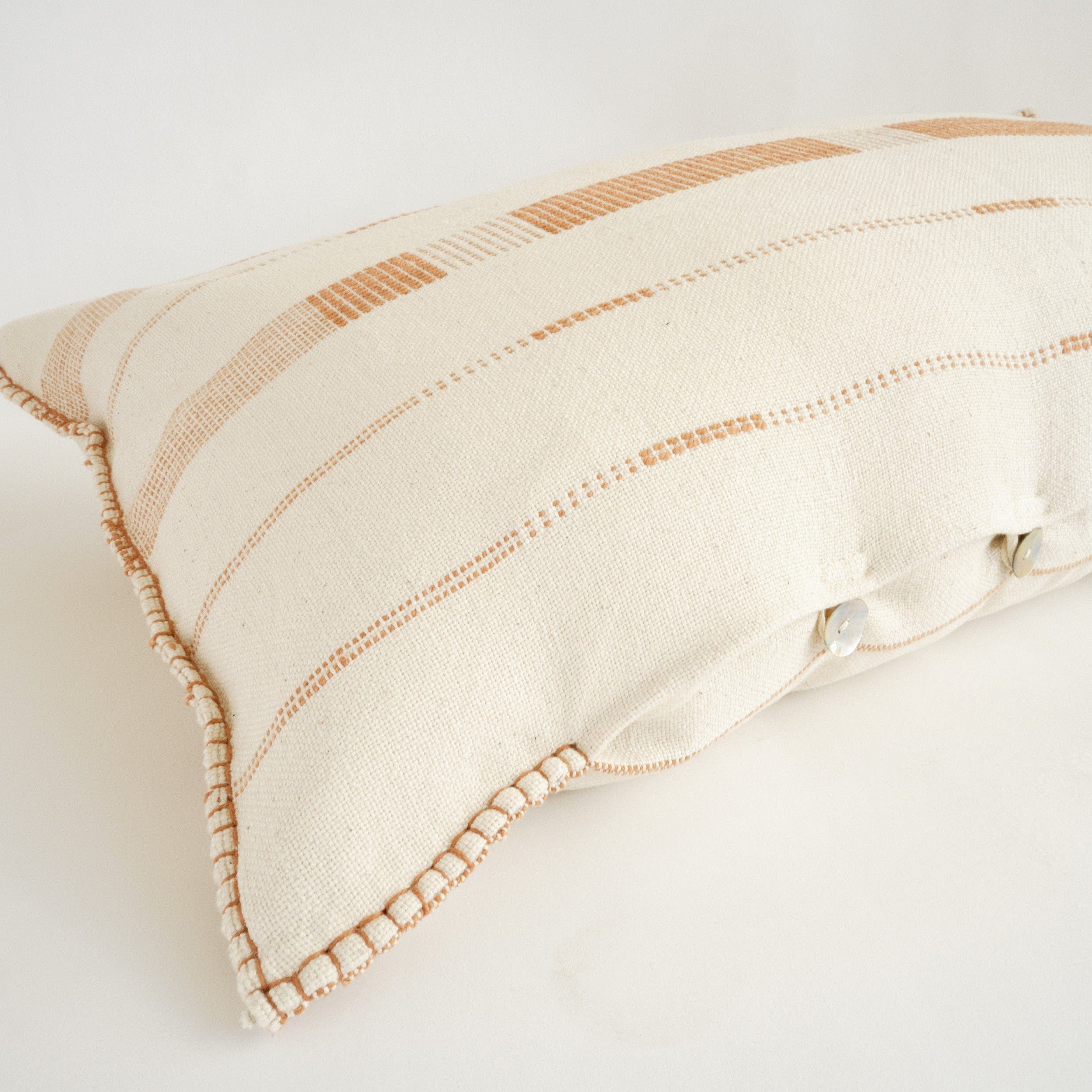 Japandi minimalist pillow natural texture South African cotton closeup