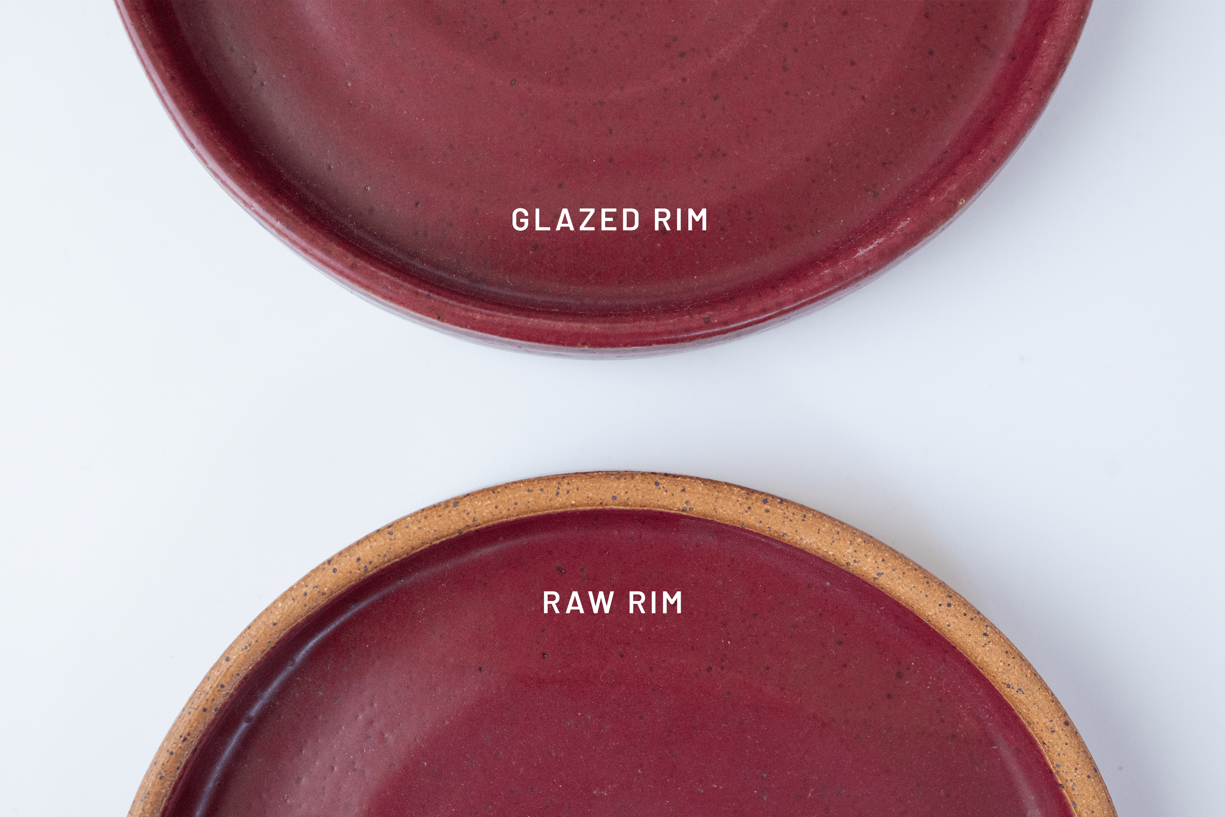 Glazed and raw rim detail on handmade ceramic small plate