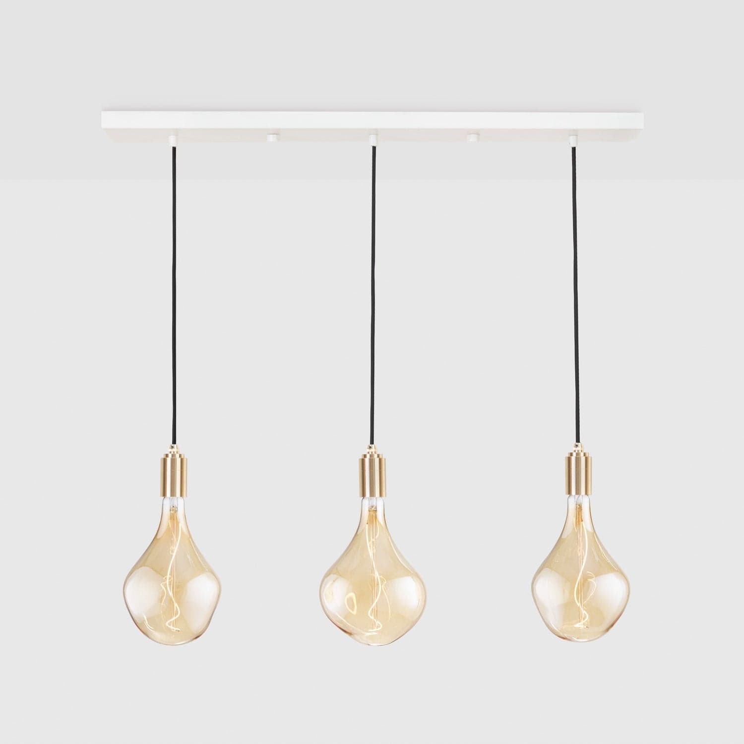 Linear Triple Pendant in Brass + Voronoi II