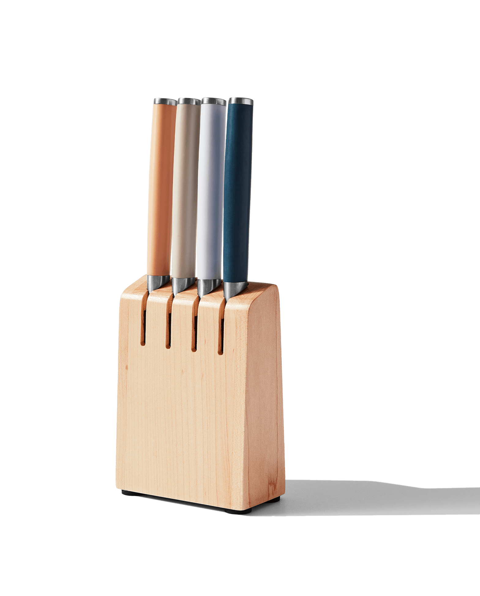Material Kitchen Table Knives stored in wooden countertop knife block