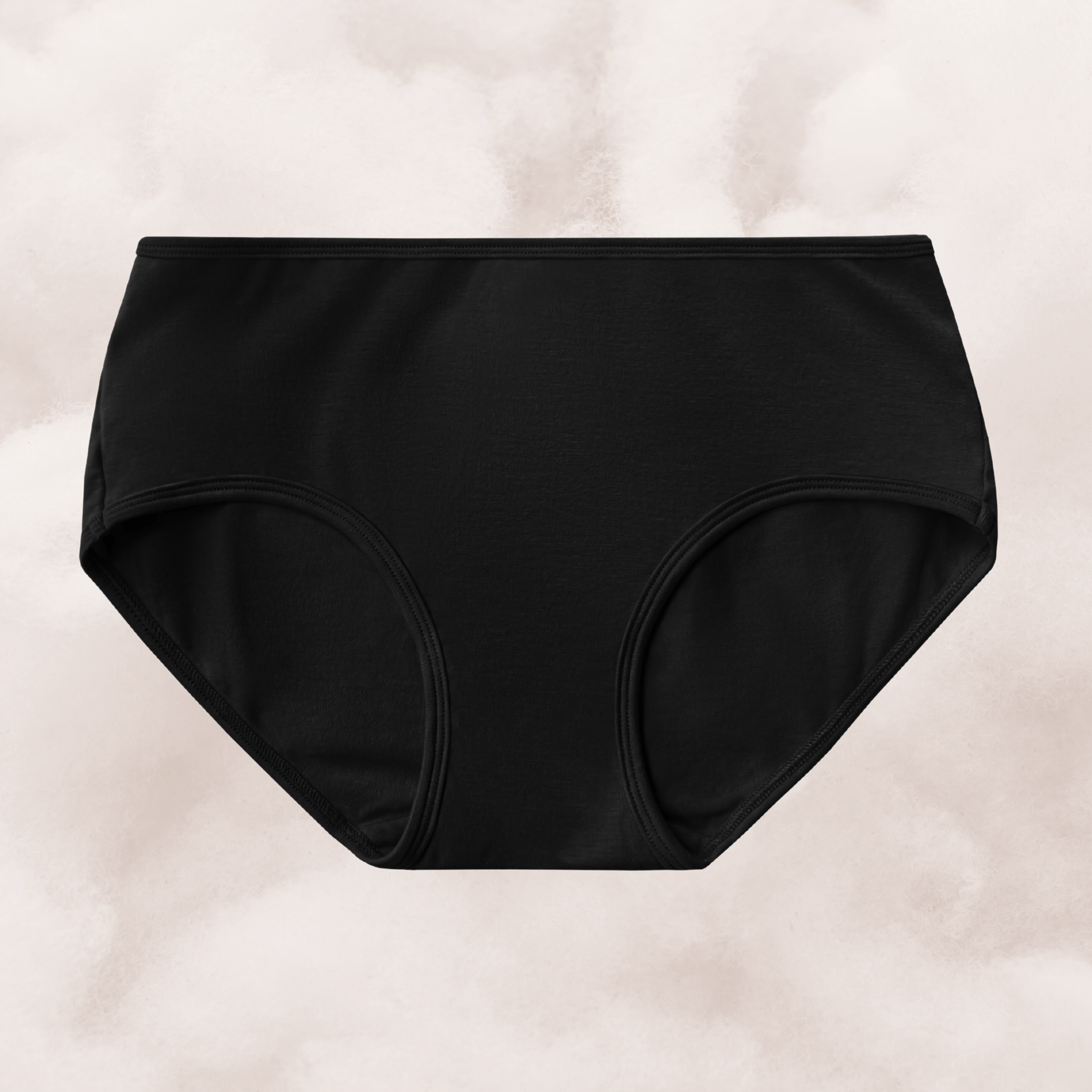 Organic Cotton Mid-Rise Brief in Black, flat lay front view