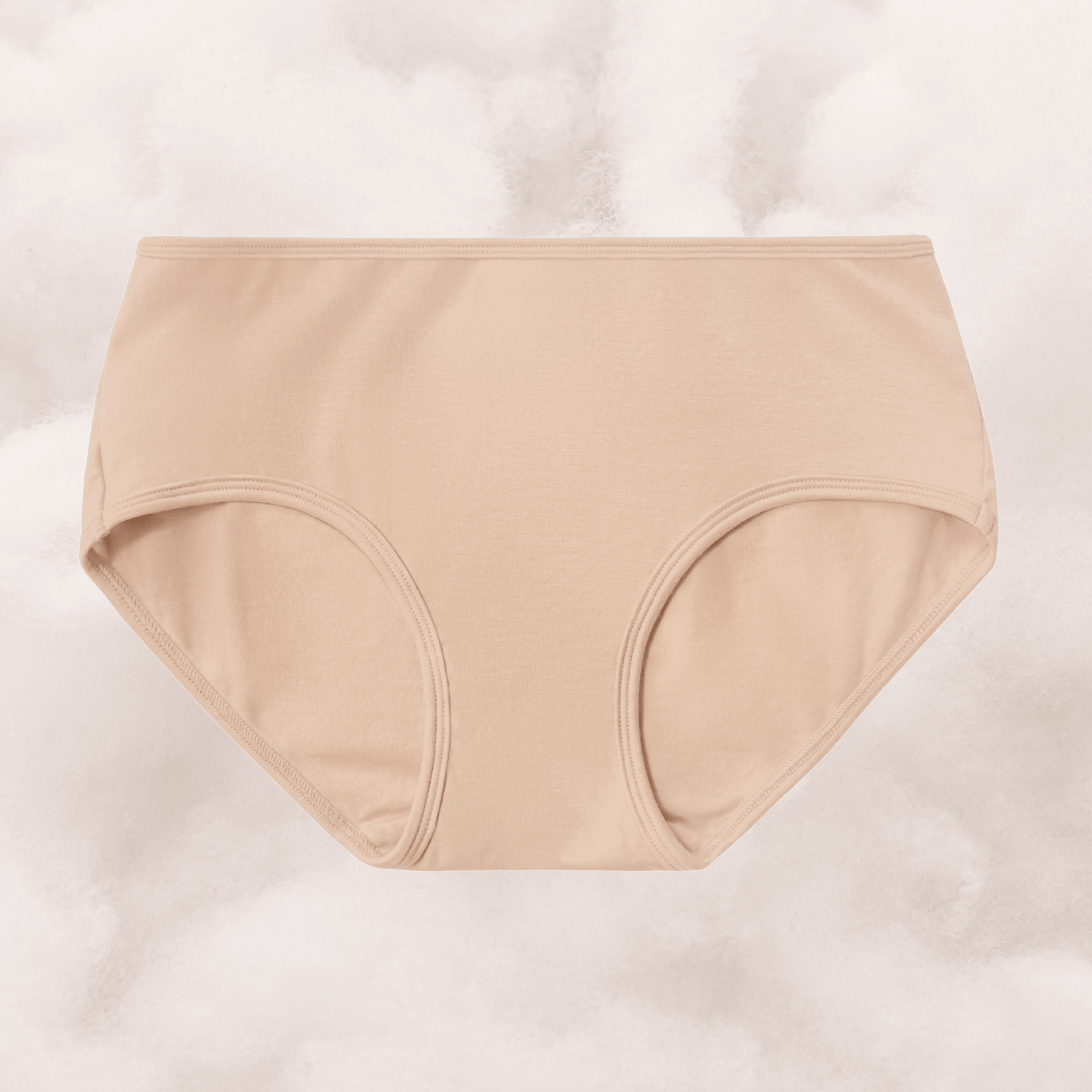 Organic Cotton Mid-Rise Brief in Ada Nude, a light beige-tone color, flat lay front view
