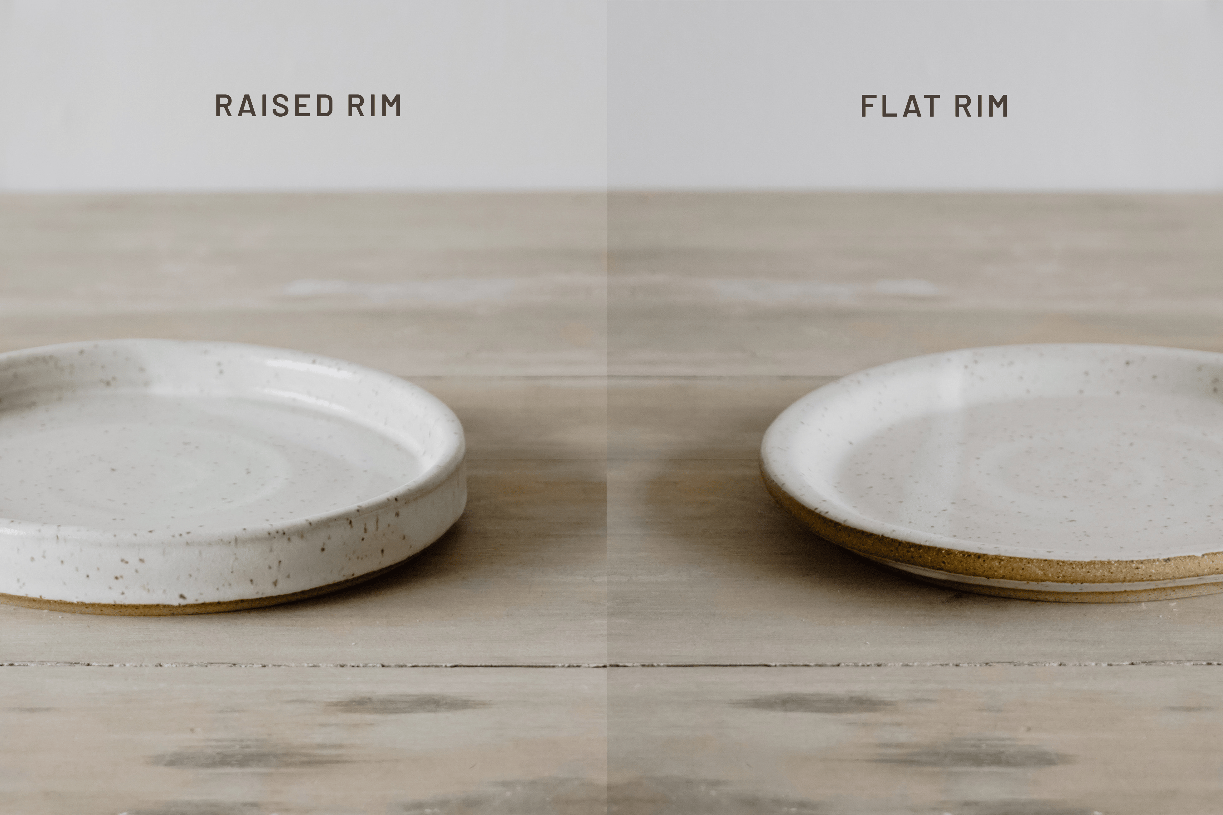 Raised rim vs flat rim handmade small plate comparison