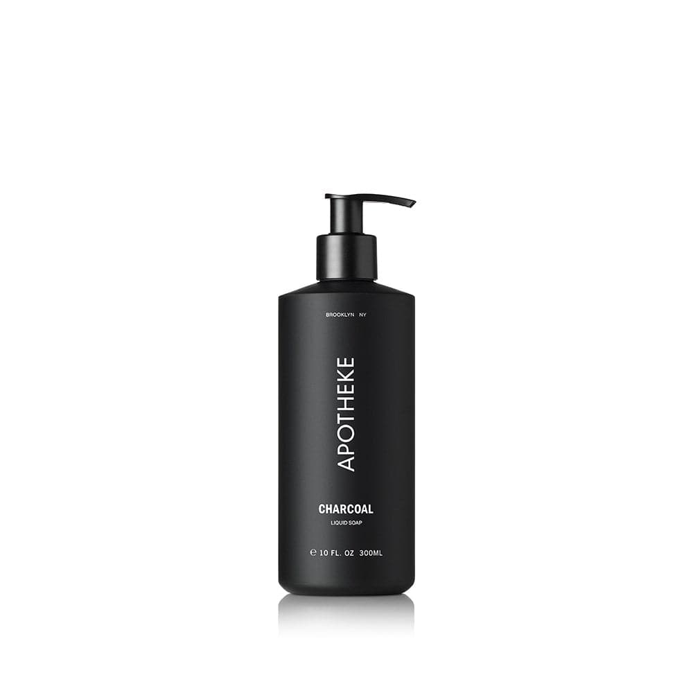 APOTHEKE Charcoal Liquid Soap in matte black pump bottle