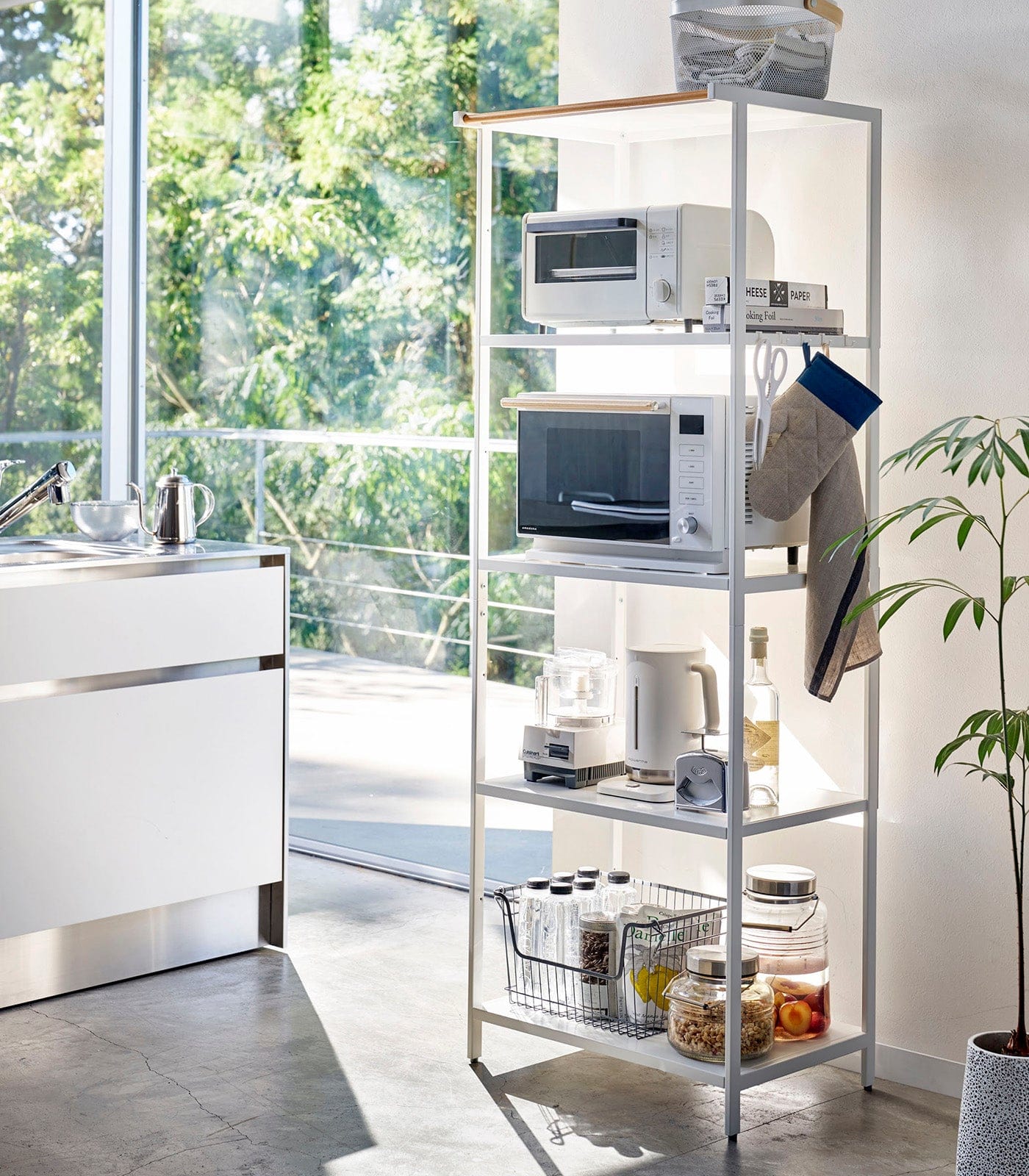The Storage Rack - 67-Inch is designed to create calm, practical organization in spaces where storage is limited.