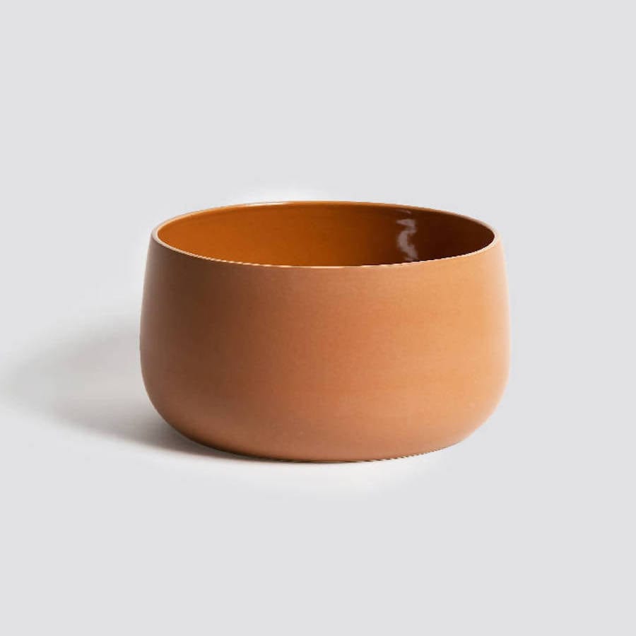 Stoneware serving bowl 120 oz in Terracotta on neutral background