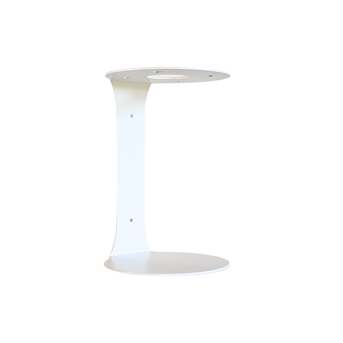 White hourglass-shaped metal support component shown upright on a white background.