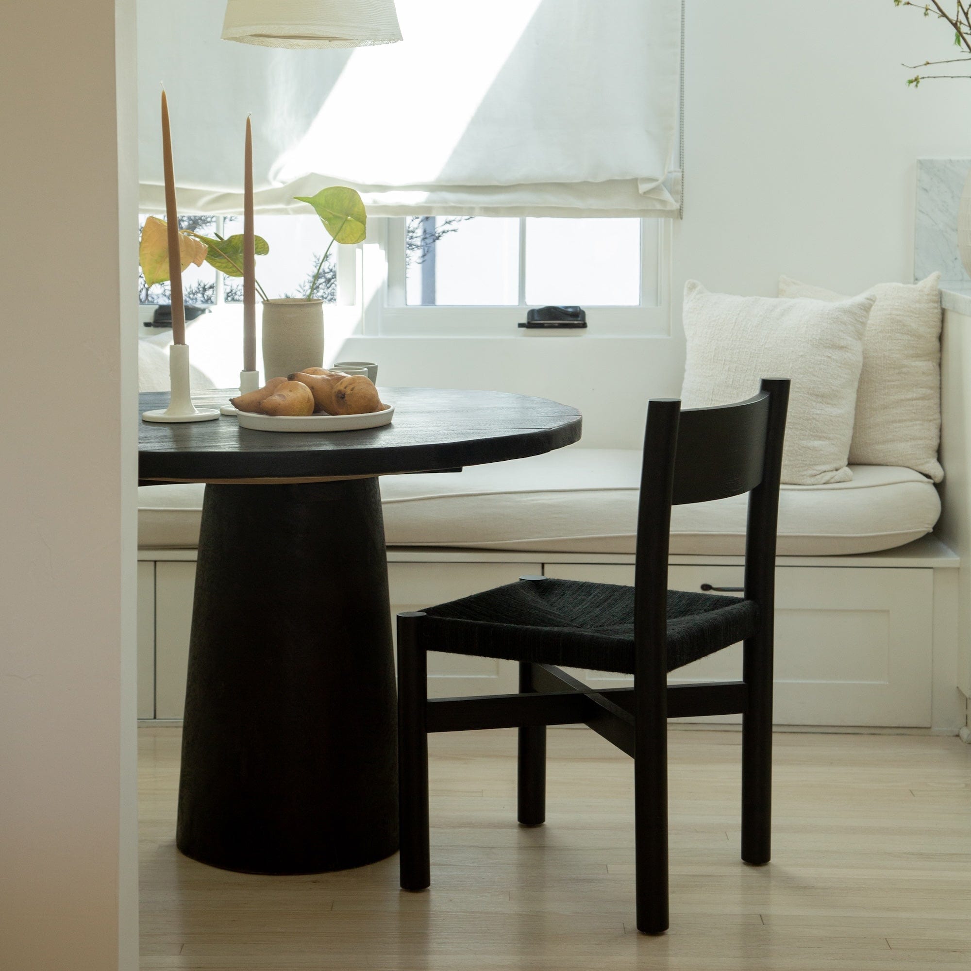 Black Nonna dining chair styled at dining table