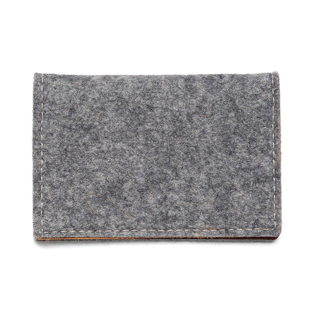Kyrgies Felt and Leather Bifold Wallet in gray handcrafted from natural wool felt and vegetable-tanned leather