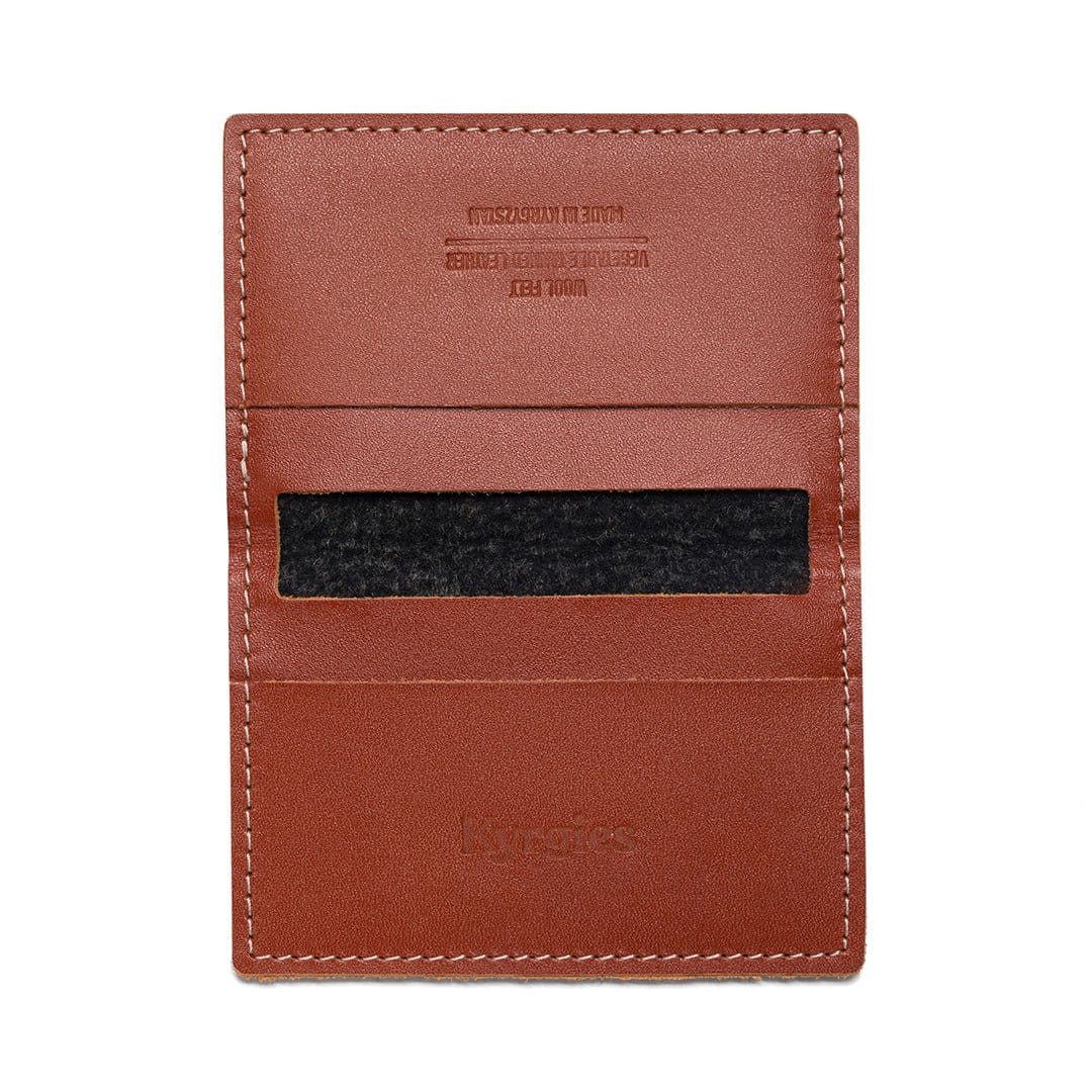 Open charcoal Kyrgies bifold wallet with card storage and slim profile