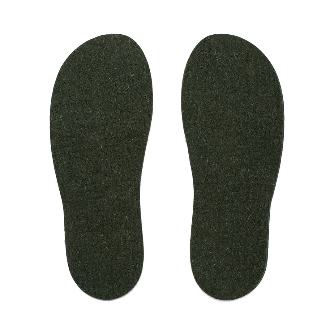 Pine green Kyrgies felt insoles handcrafted from natural wool for a cushioned fit
