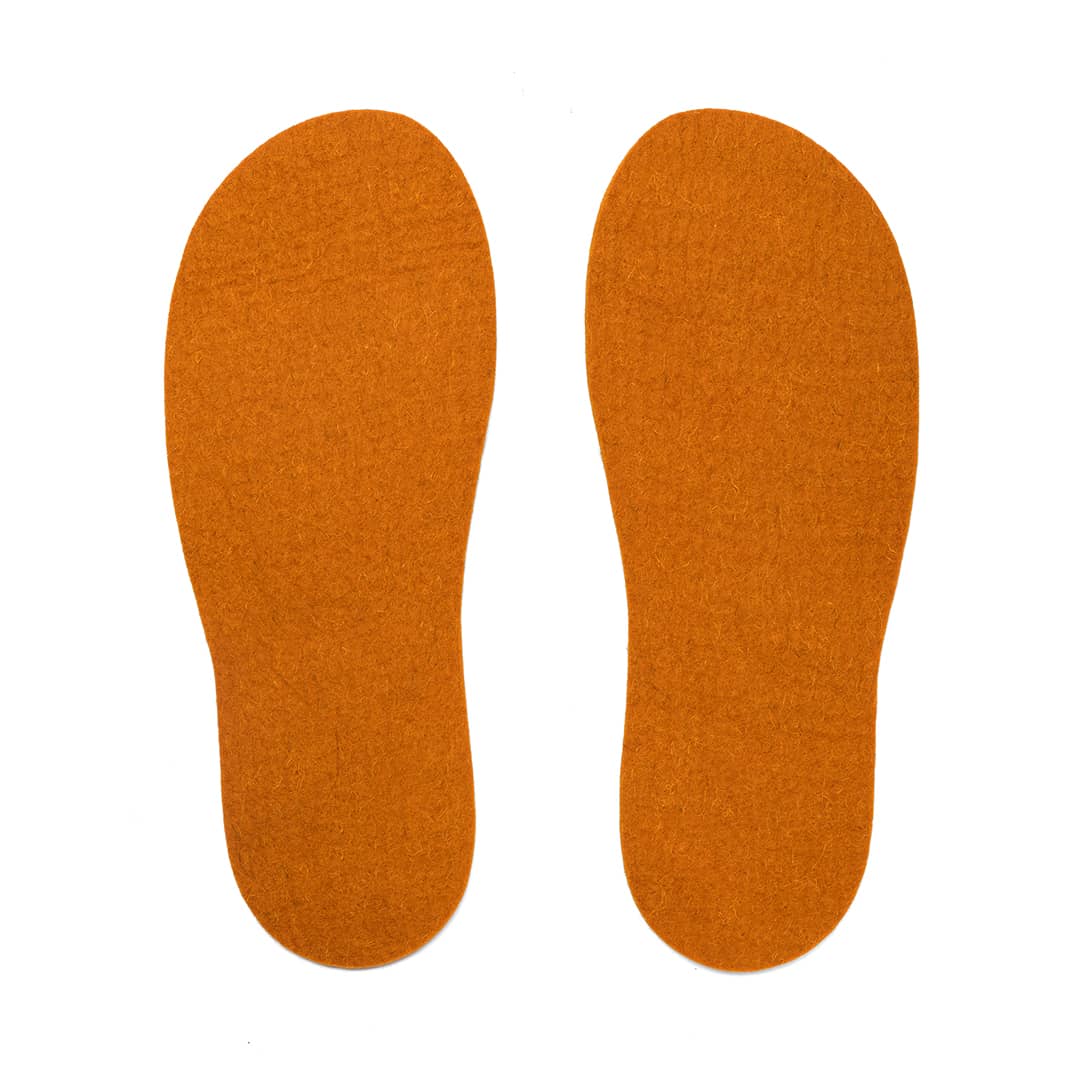 Burnt orange Kyrgies wool insoles providing natural warmth and breathable comfort