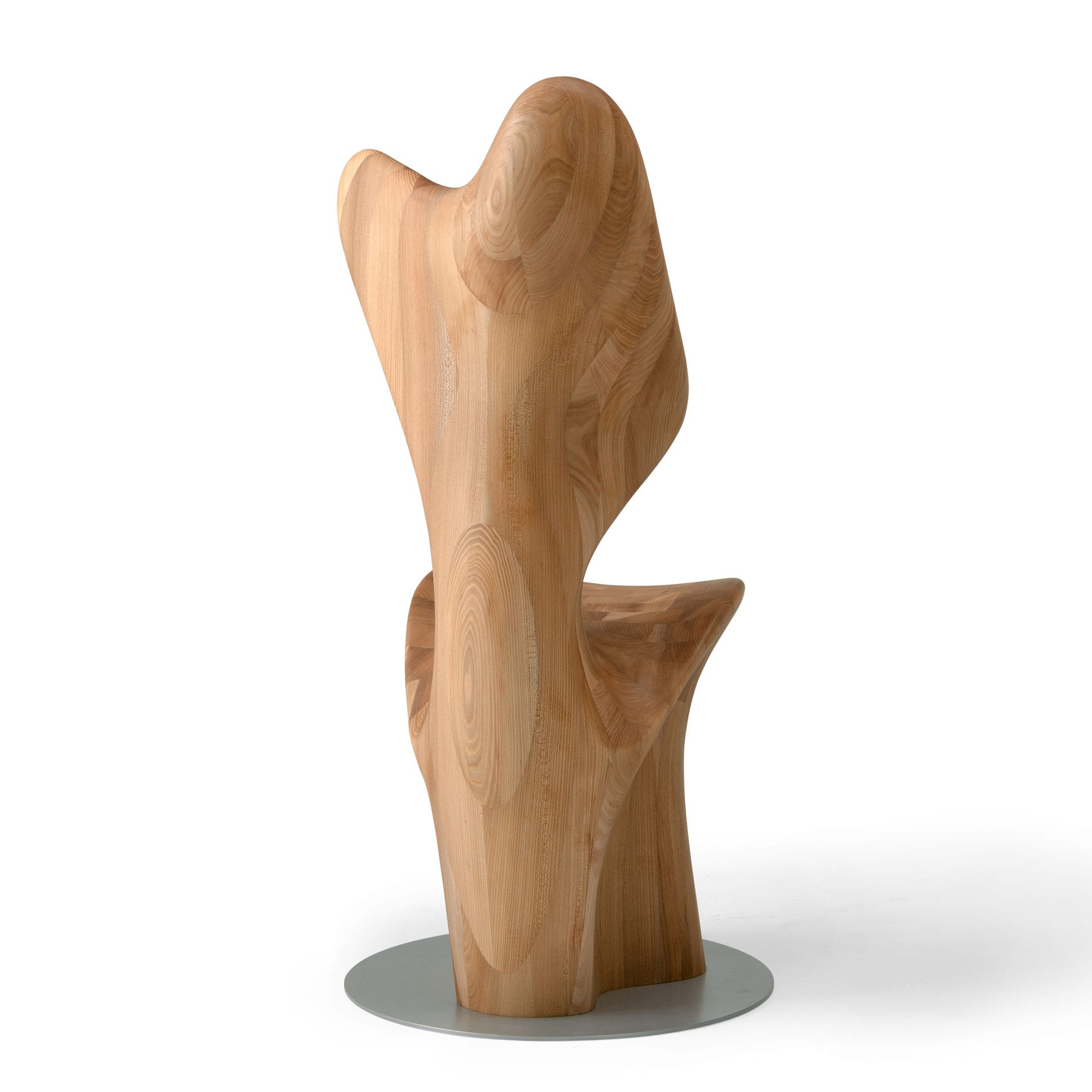 Back view of HUG Chair by CondeHouse with metal base finish