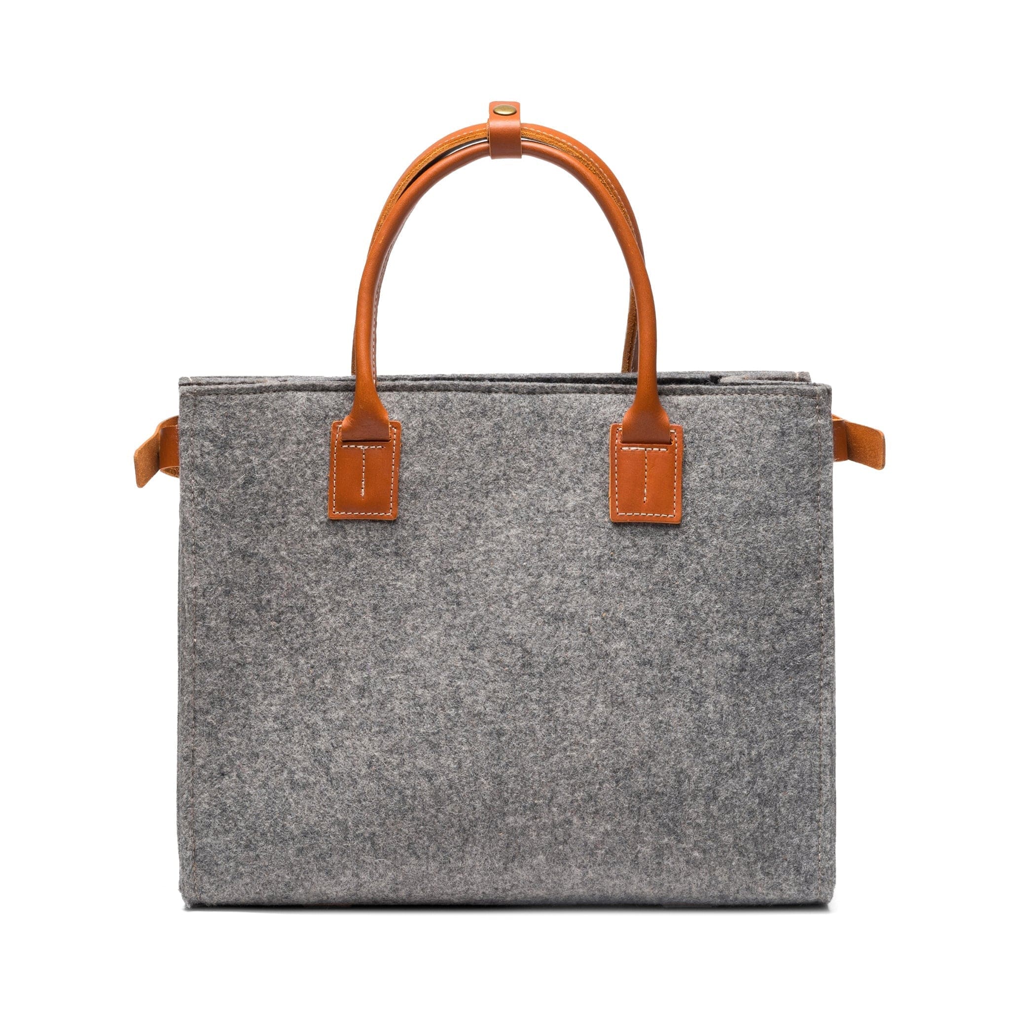 Gray Kyrgies Handmade Wool Handbag handcrafted in Kyrgyzstan with vegetable-tanned leather accents