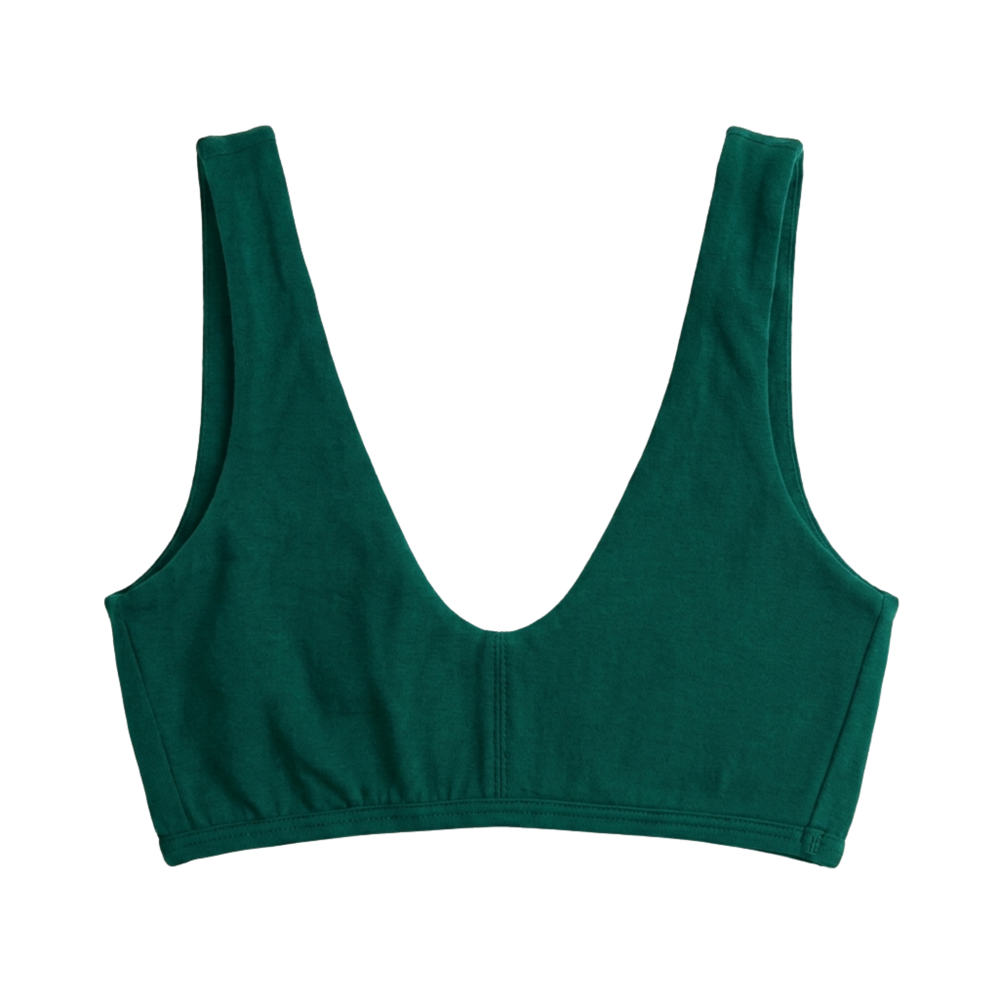 PROCLAIM Organic Cotton Everyday Bralette in Lagoon, a dark green color, flat front view
