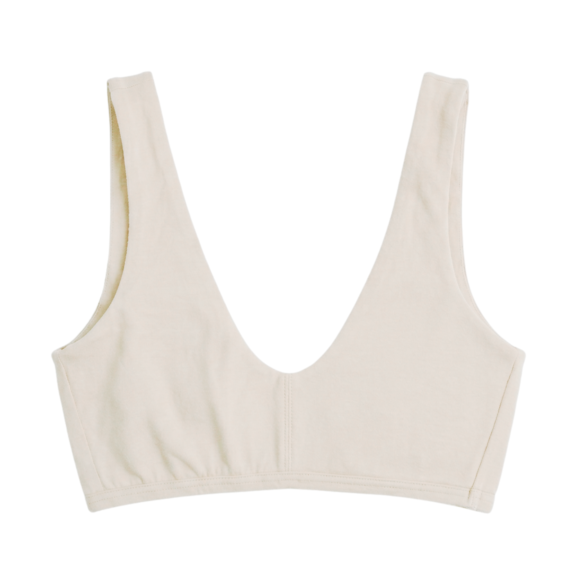 PROCLAIM Organic Cotton Everyday Bralette in Natural, an undyed organic cotton color, flat lay front view