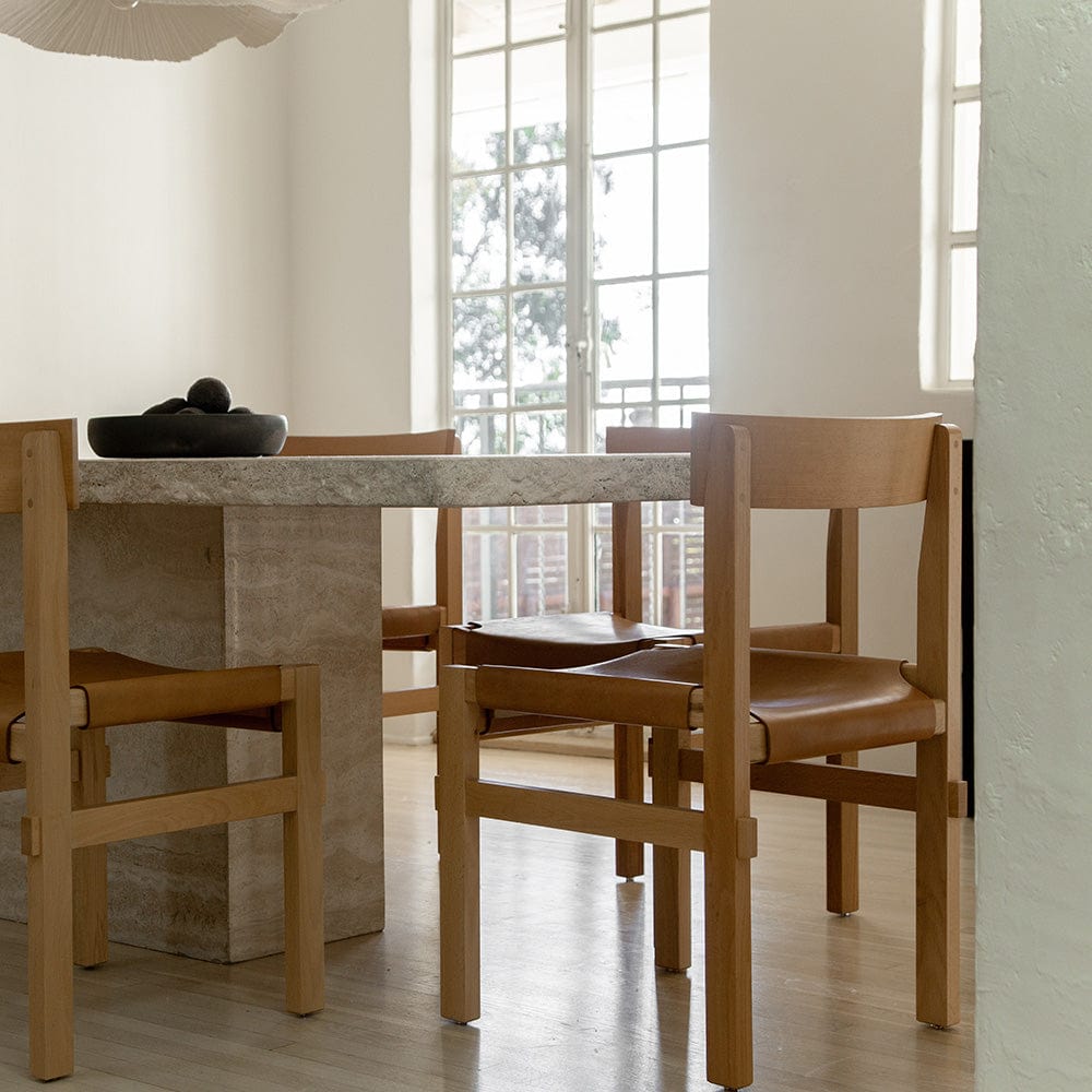 Shinto dining chair in sunlit Japandi dining room