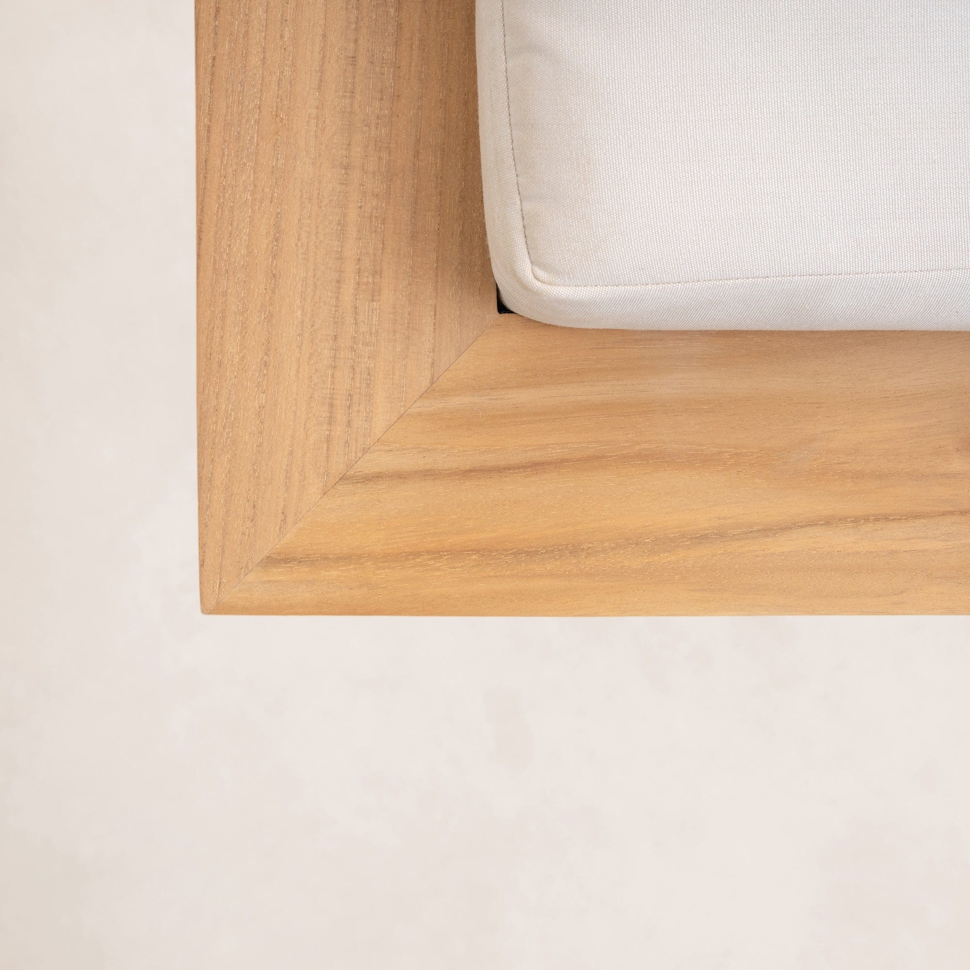 Close-up of Ojai outdoor daybed teak frame