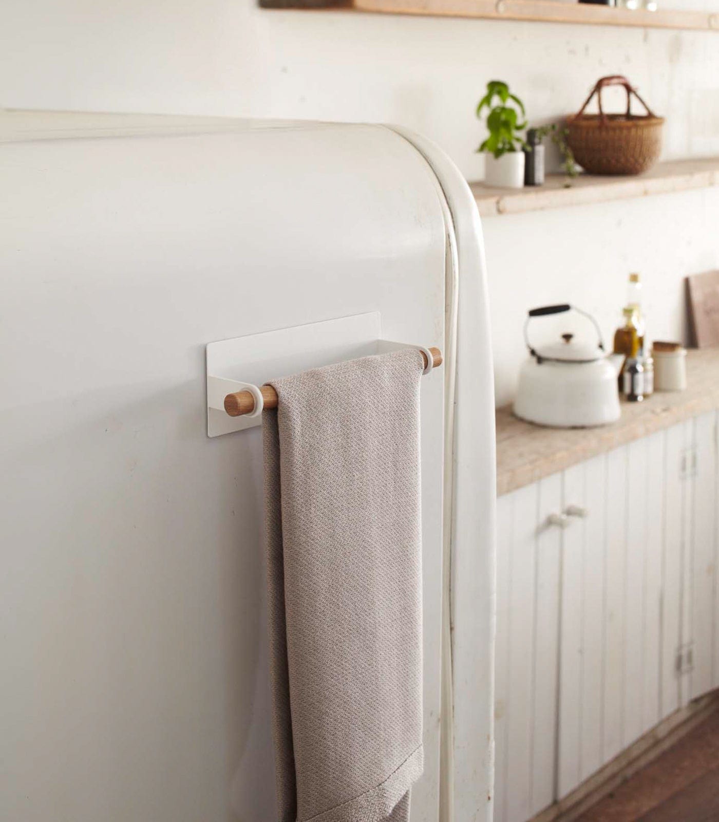 Magnetic Kitchen Towel Hanger - Two Sizes - Steel + Wood
