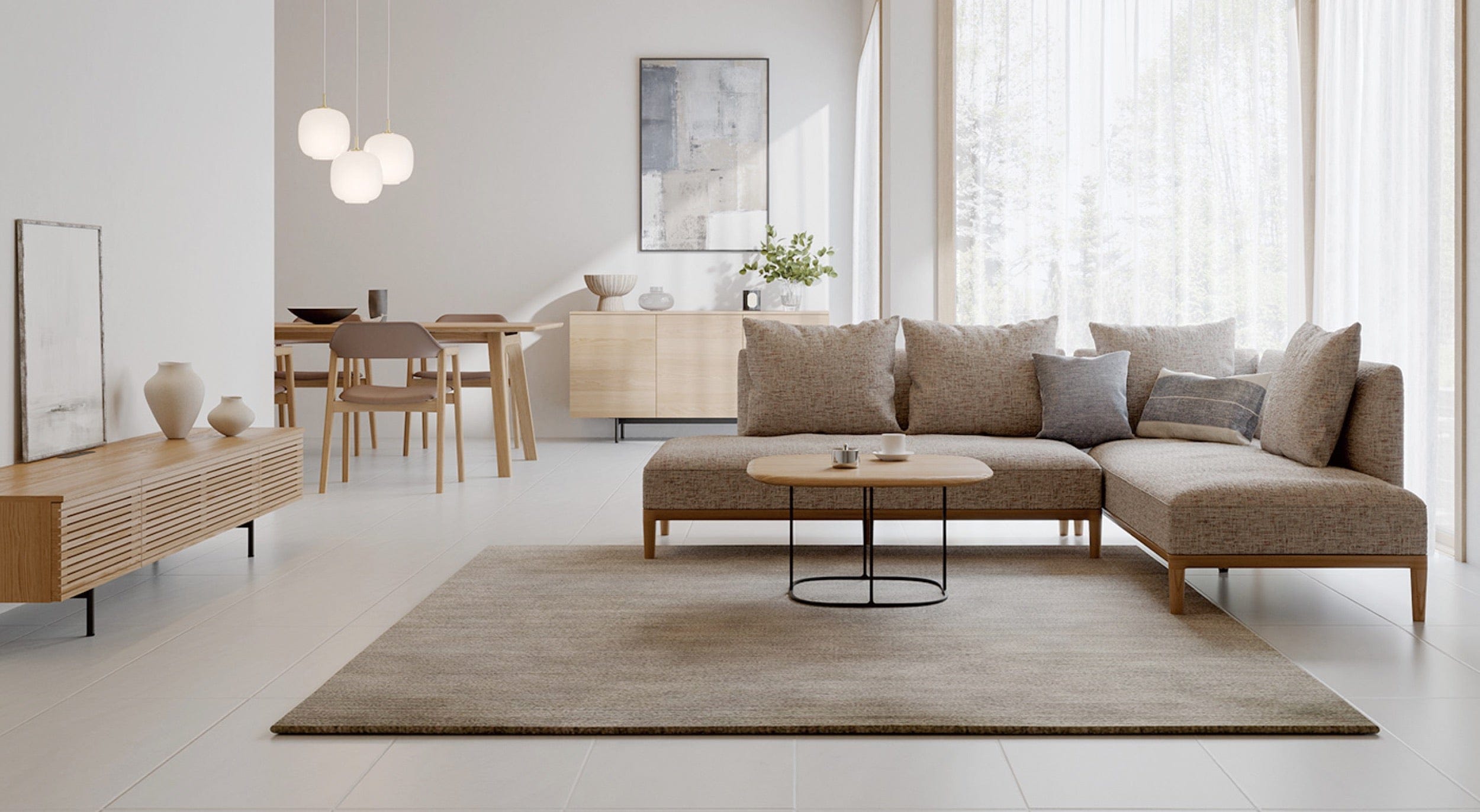 Japandi inspired living room, furniture and photo by Audo Copenhagen