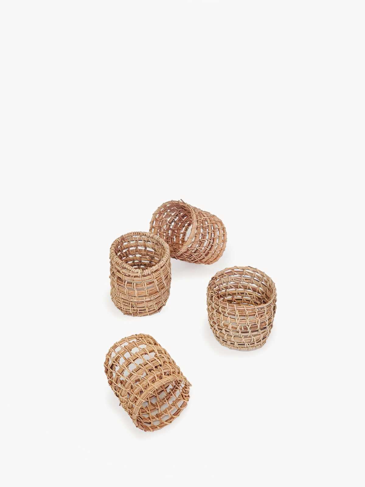 Korissa Woven Palm Fiber Napkin Ring, natural, set of 4, white background