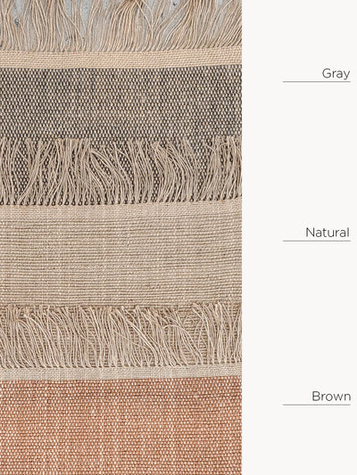 Korissa Goldilocks Rug color swatch chart, Gray, Natural, and Brown