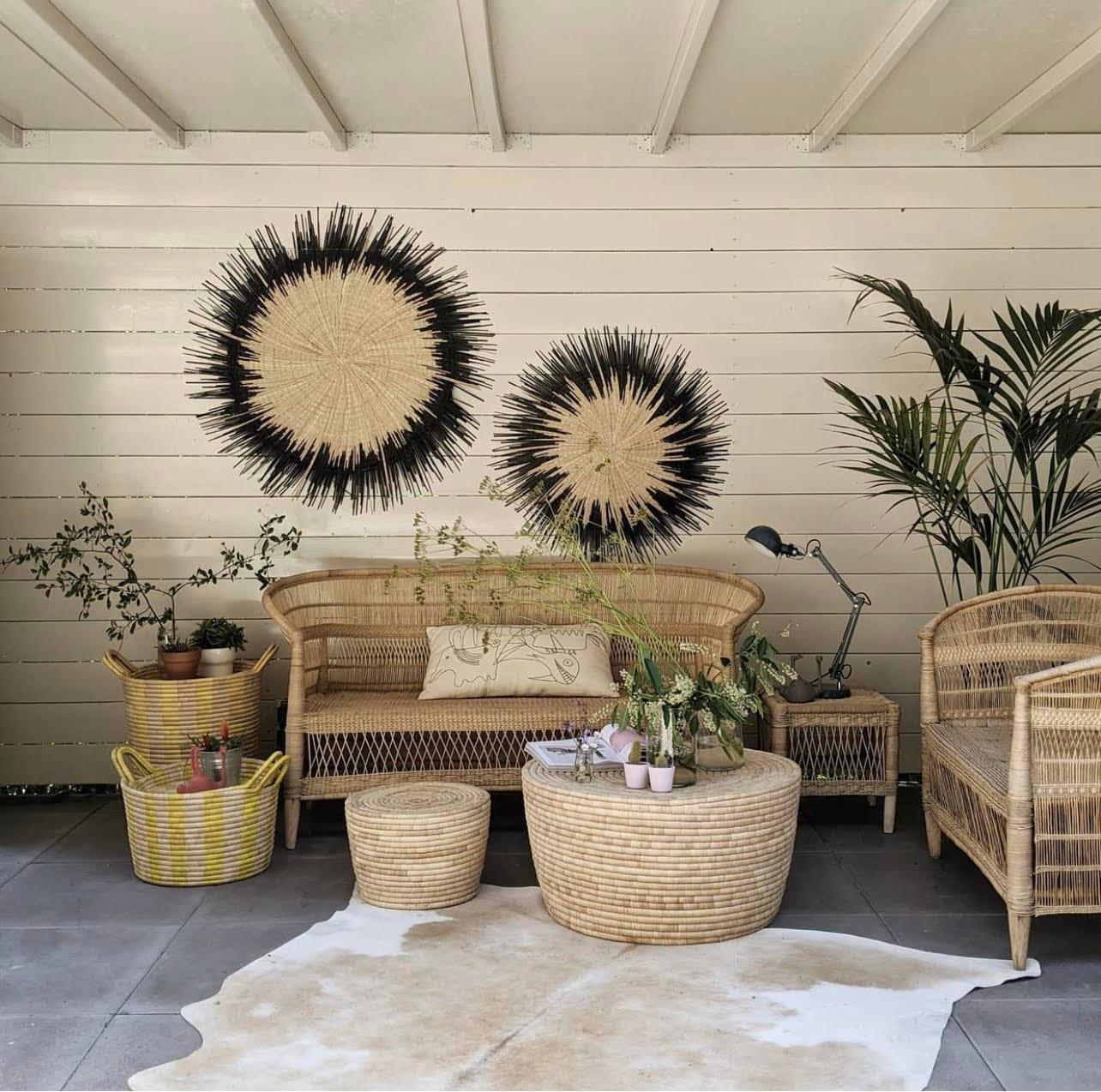 Usiku Black and Natural Woven Wall Art