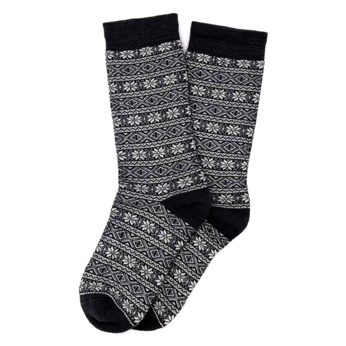 Pair of Alpaca Wool Nordic Crew Socks in Black