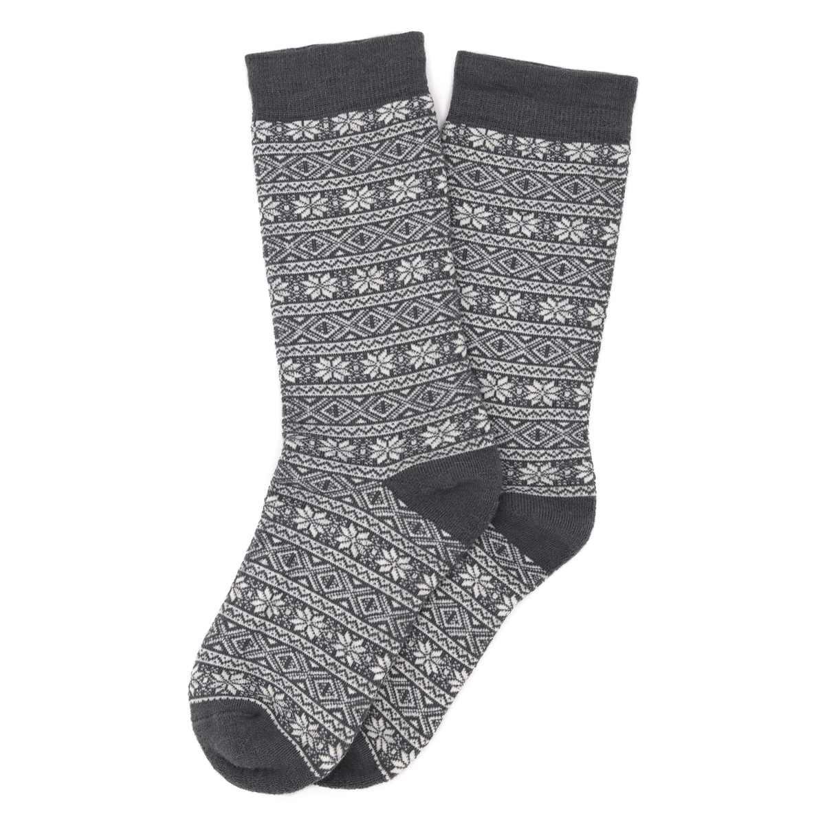 Pair of Alpaca Wool Nordic Crew Socks in Grey