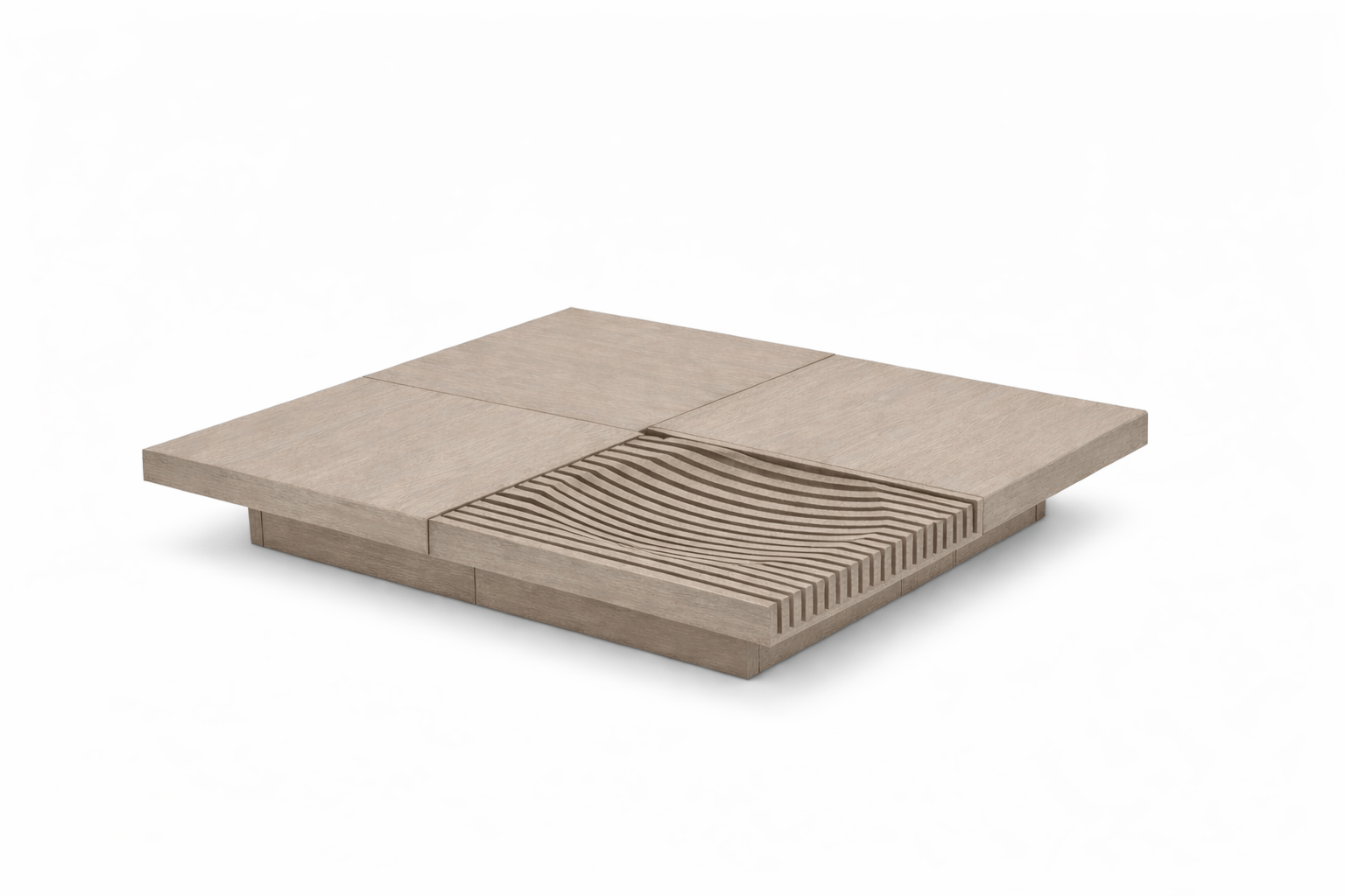 BARRINGER Slide Coffee Table Japanese Oak Gray Wash, Rendering