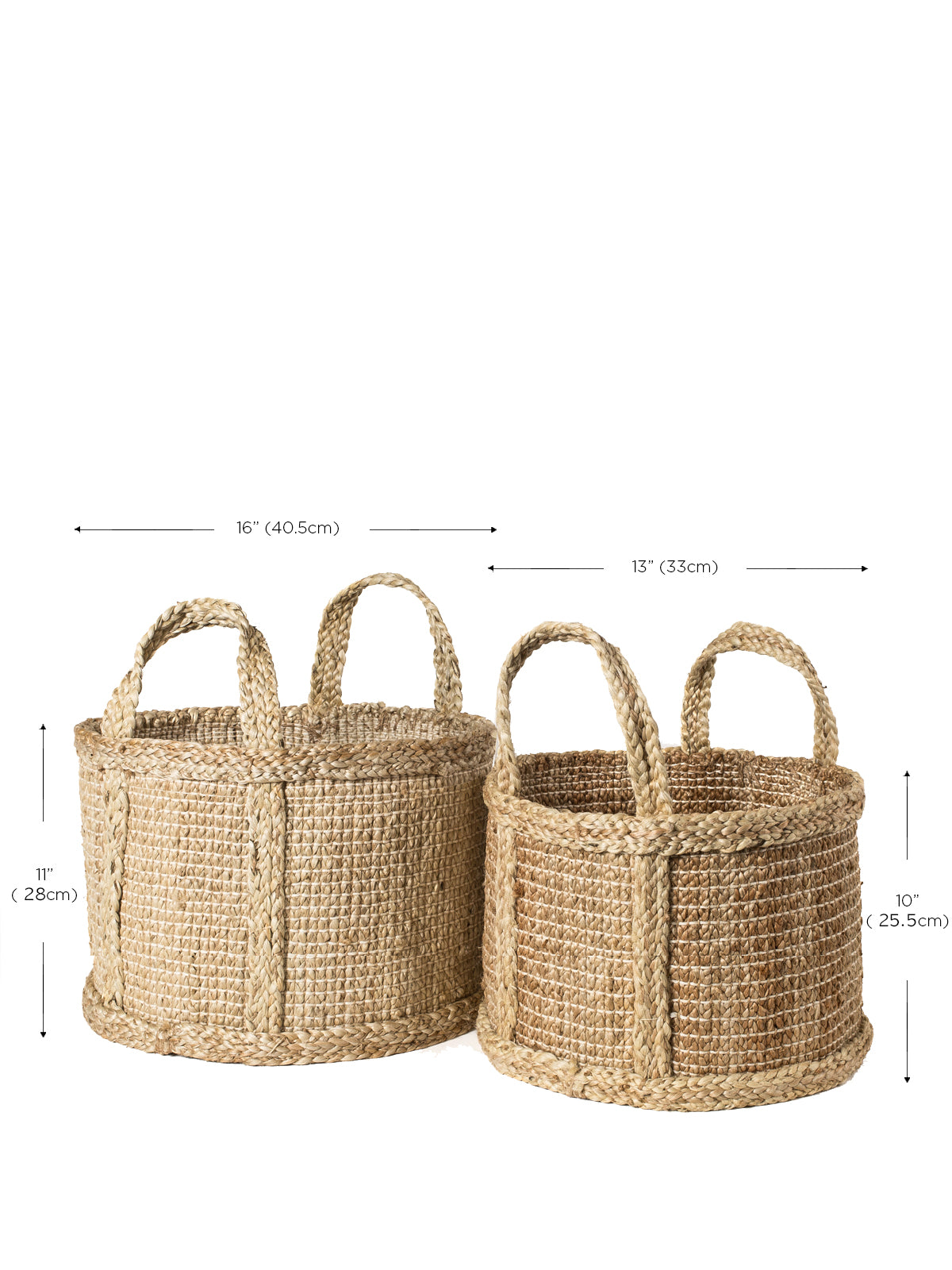Korissa Bono Basket dimension chart, two nested sizes shown