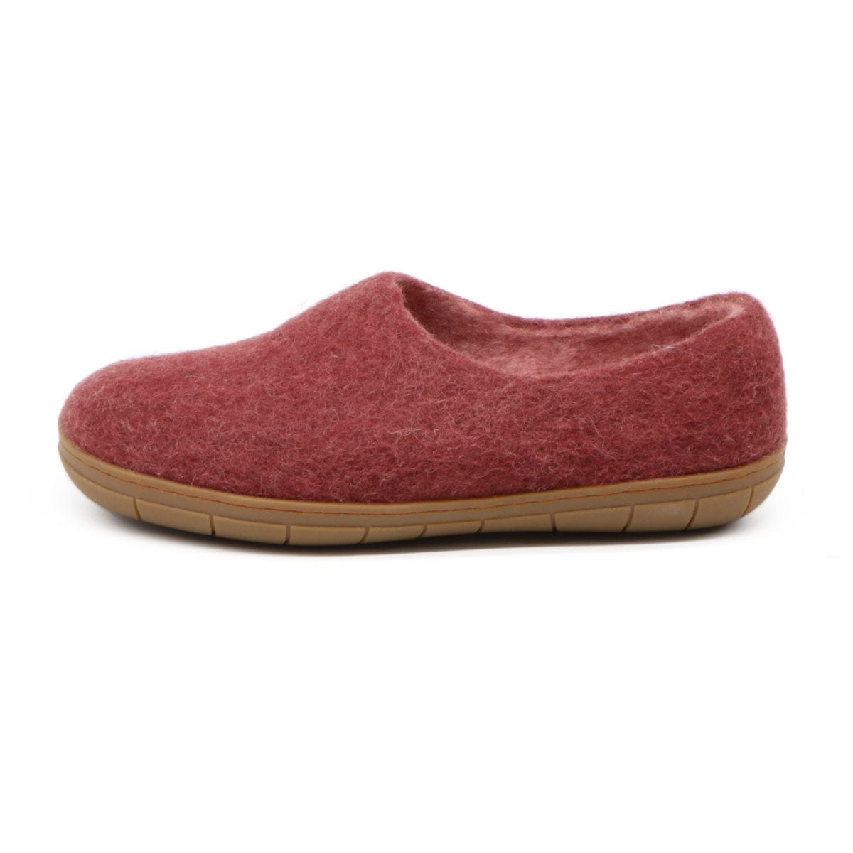 Women's Victoria wool house shoe in Bordeaux, side view