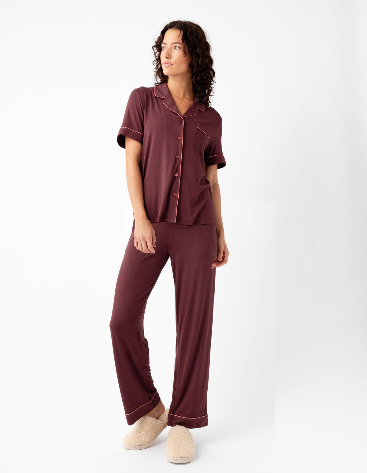 Women's Bamboo Stretch-Knit Short Sleeve & Pant Pajama Set