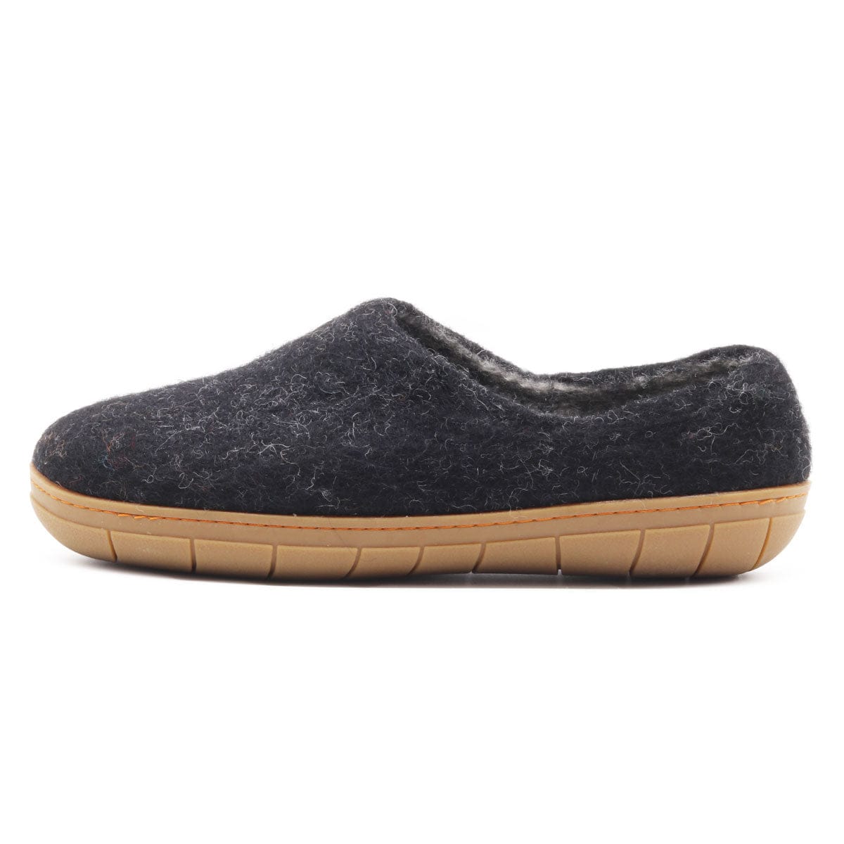 Women's Victoria wool house shoe in Charcoal, side view